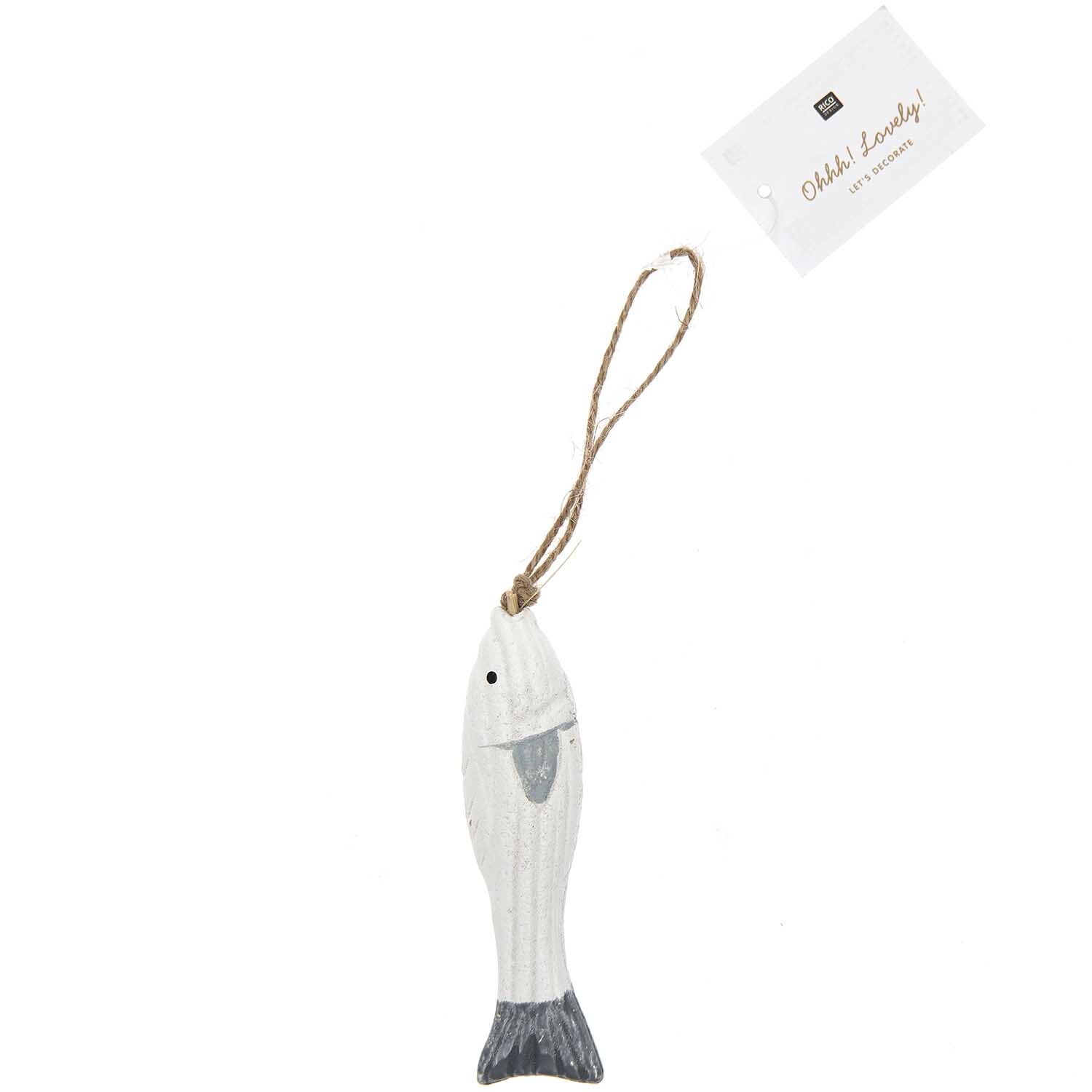 Holzhänger Fisch grau-weiß 11x3,5cm von Rico Design