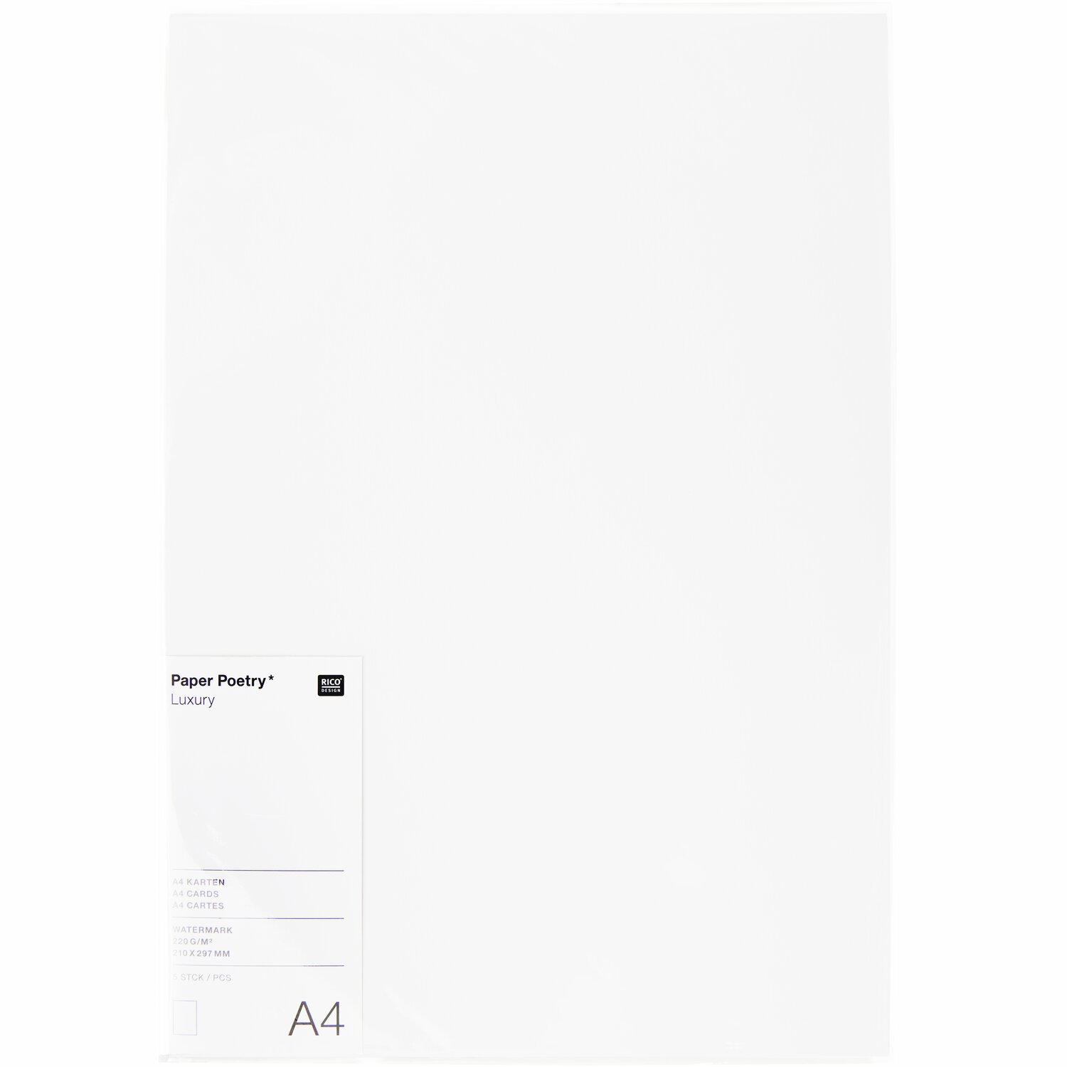 Paper Poetry Luxury Karten A4 5 Stück Farbe Weiß von Rico Design
