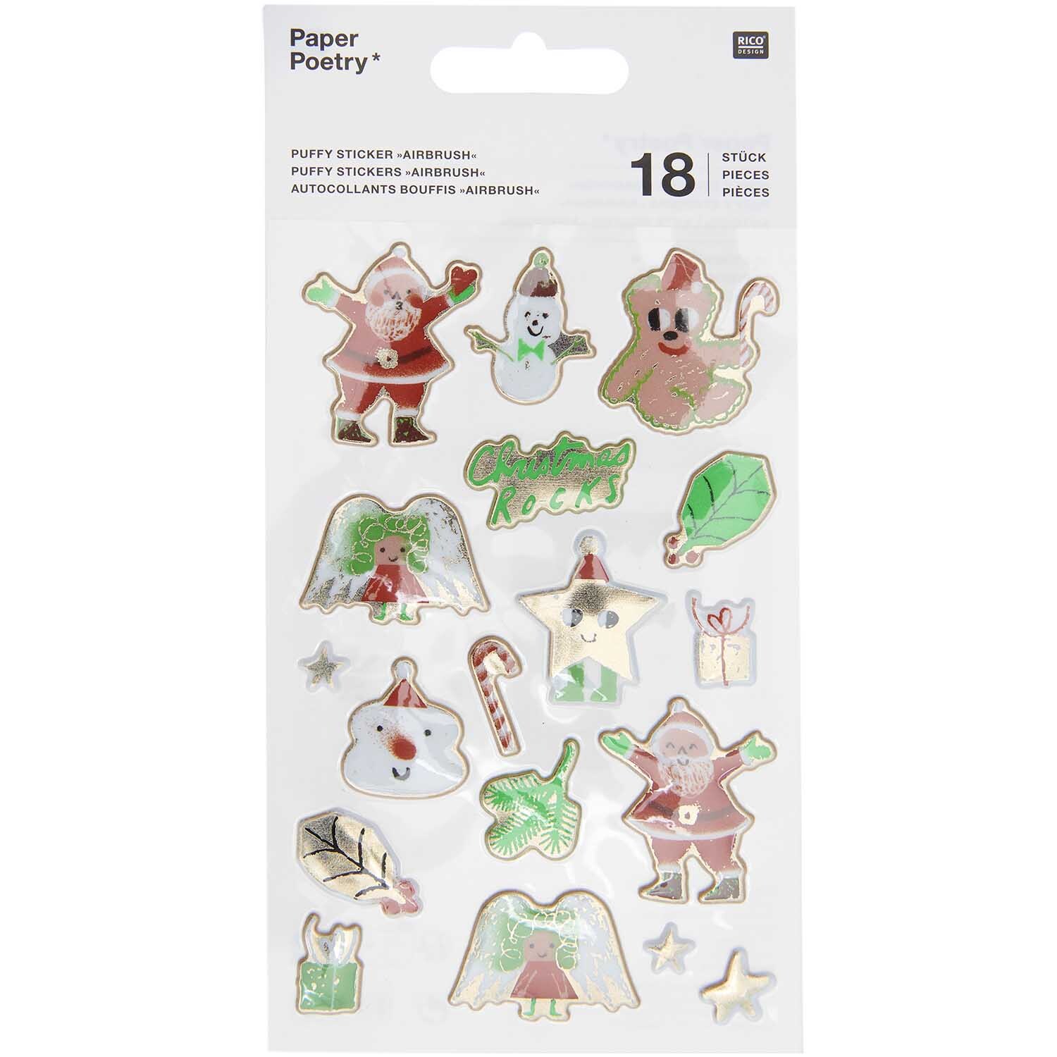Paper Poetry Puffy Sticker Airbrush  18 Stück von Rico Design