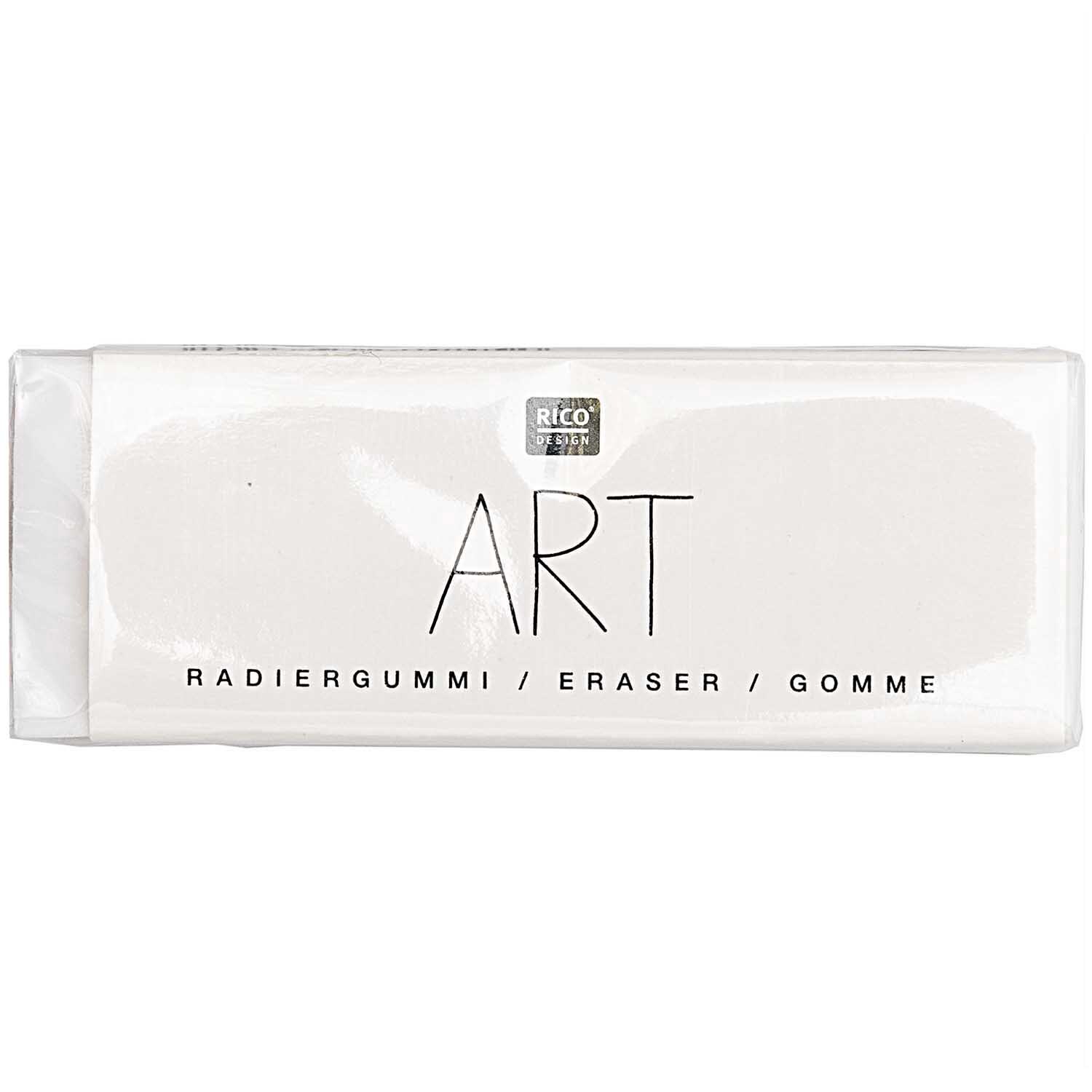 ART Radiergummi in Weiß von Rico Design, rechteckig, 5,5x2cm, ideal für präzises Radieren.