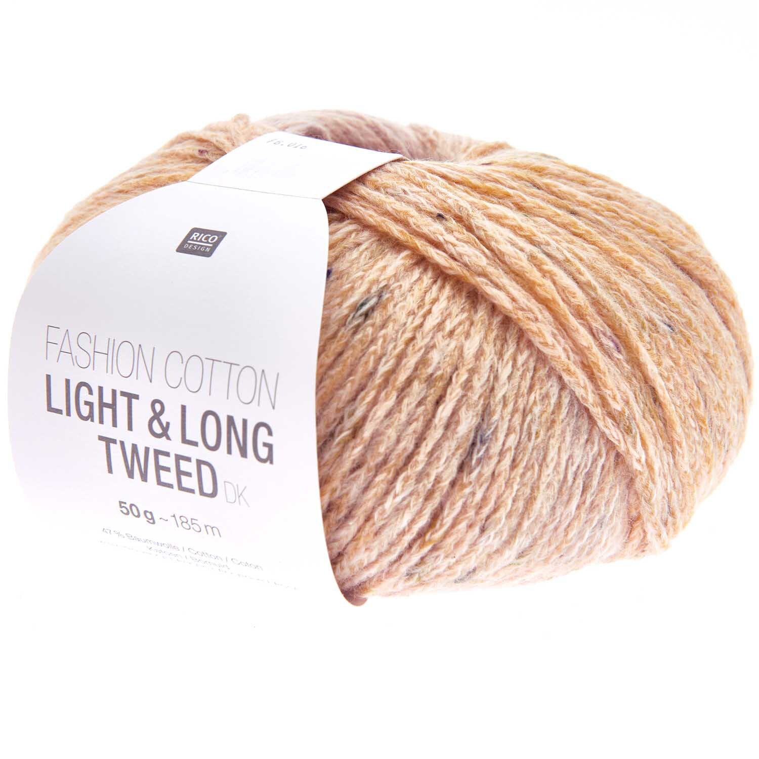 Fashion Cotton Light & Long Tweed dk von Rico Design in Pfirsich, 50g Knäuel mit 185m Länge.