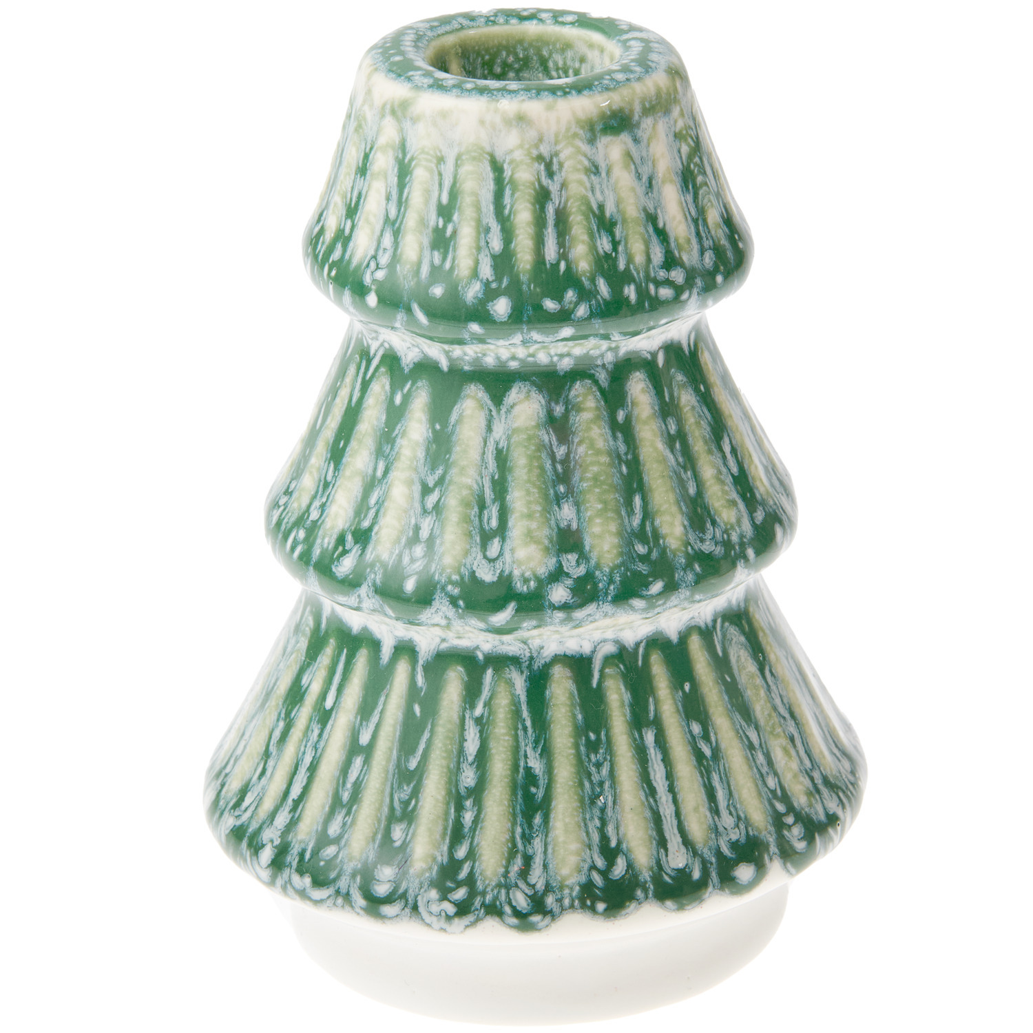 Porzellankerzenhalter Tanne groß Grün, Ø8,5x12cm, von Rico Design. Stilvoller Kerzenhalter in Tannenform.