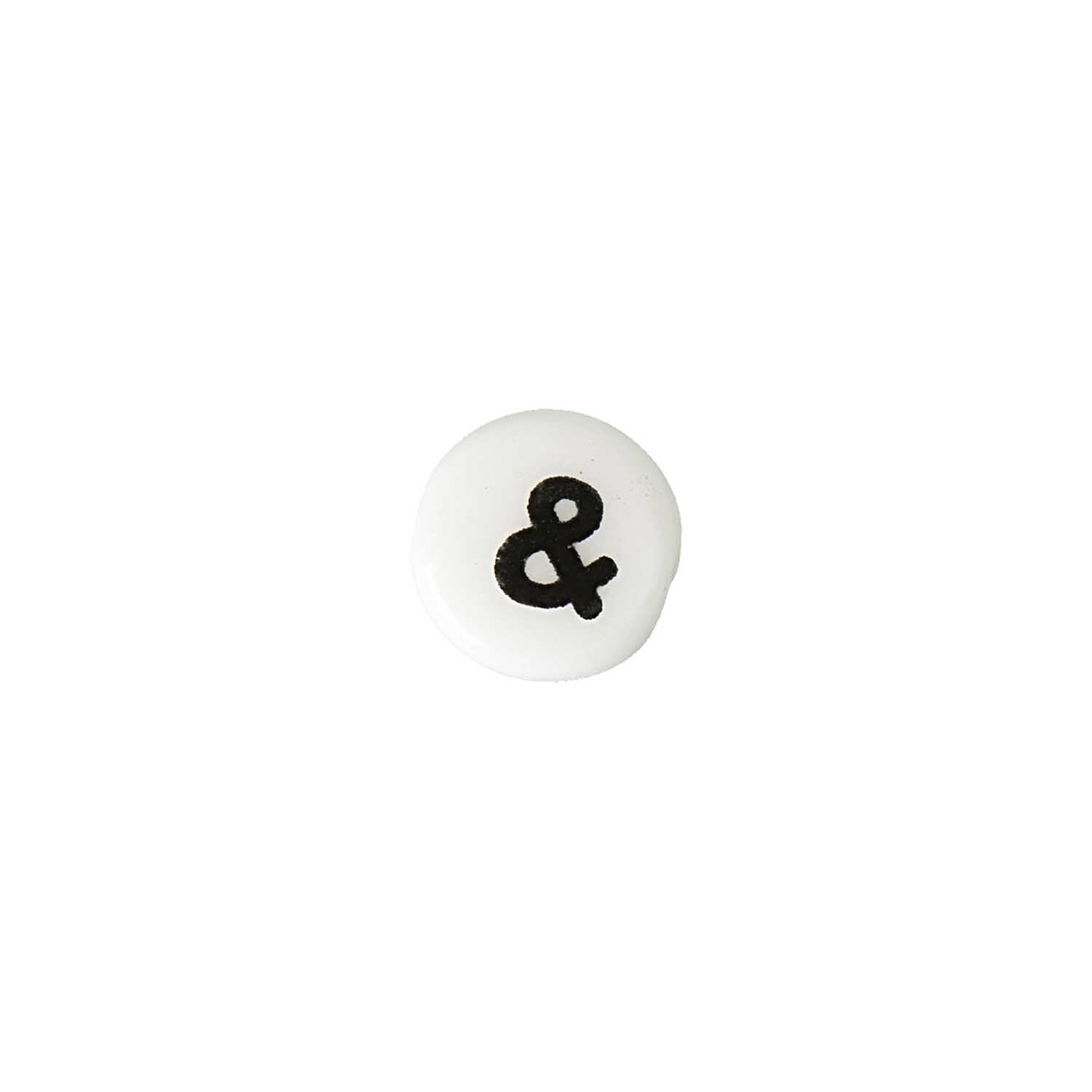 Buchstabenperle & von Rico Design in Weiß zeigt ein schwarzes Ampersand auf einer runden Perle. Ideal für kreative Bastelprojekte.