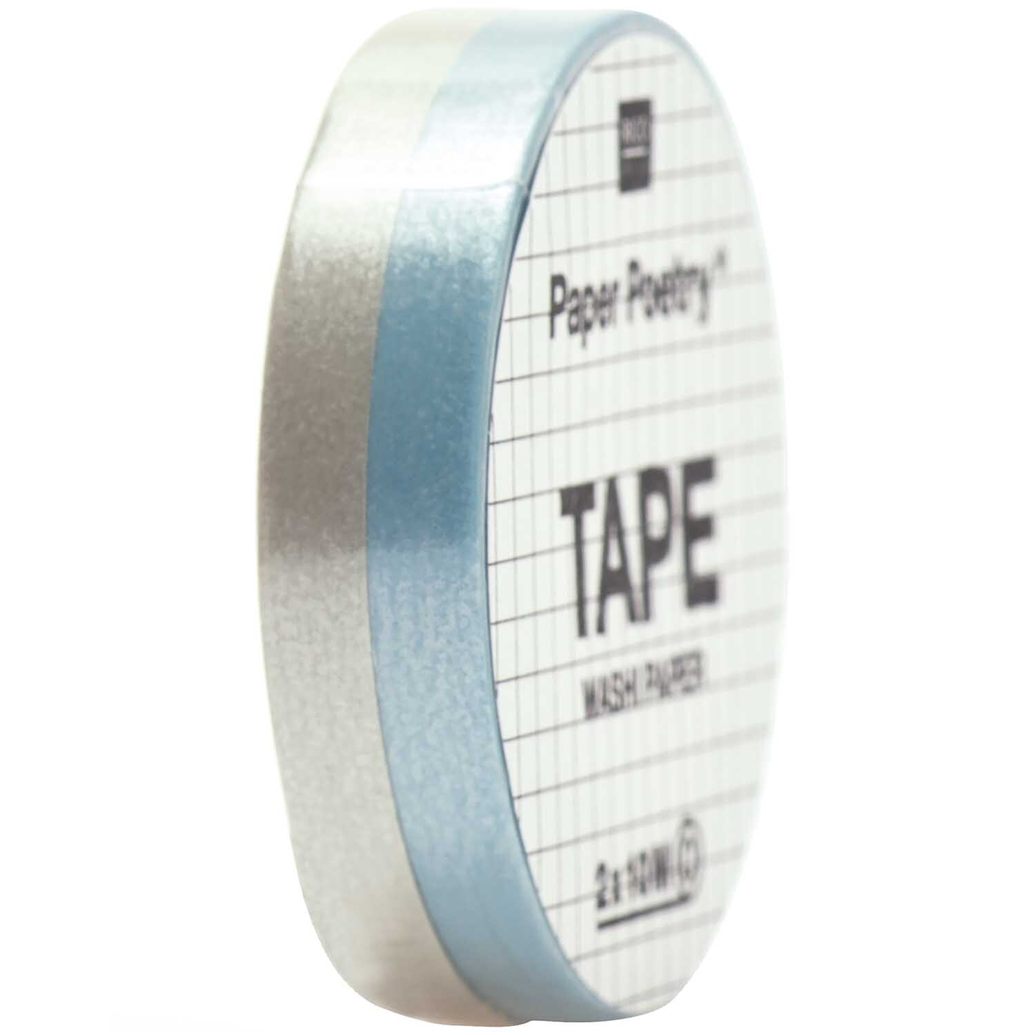 Paper Poetry Tapes uni 5mm 10m 2 Stück von Rico Design in Blau-Grau, seitlich gezeigt auf schwarzem Hintergrund.