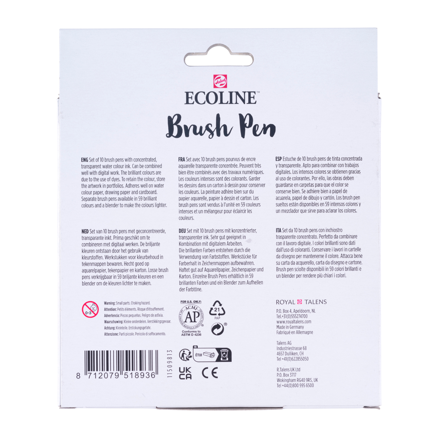 Ecoline Brush Pen Set Helltöne  10 Stück  von Royal Talens