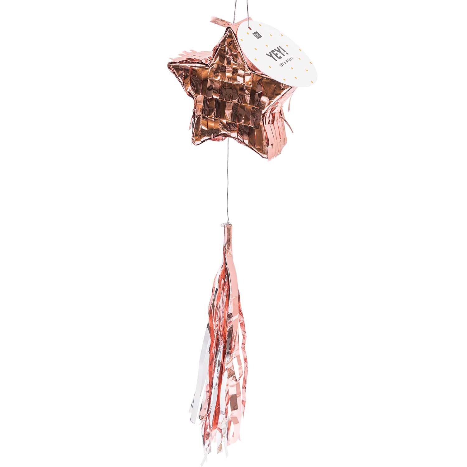 Mini-Pinata mit Quaste Stern in Rosa von Rico Design, dekorativer Stern mit hängender Quaste.