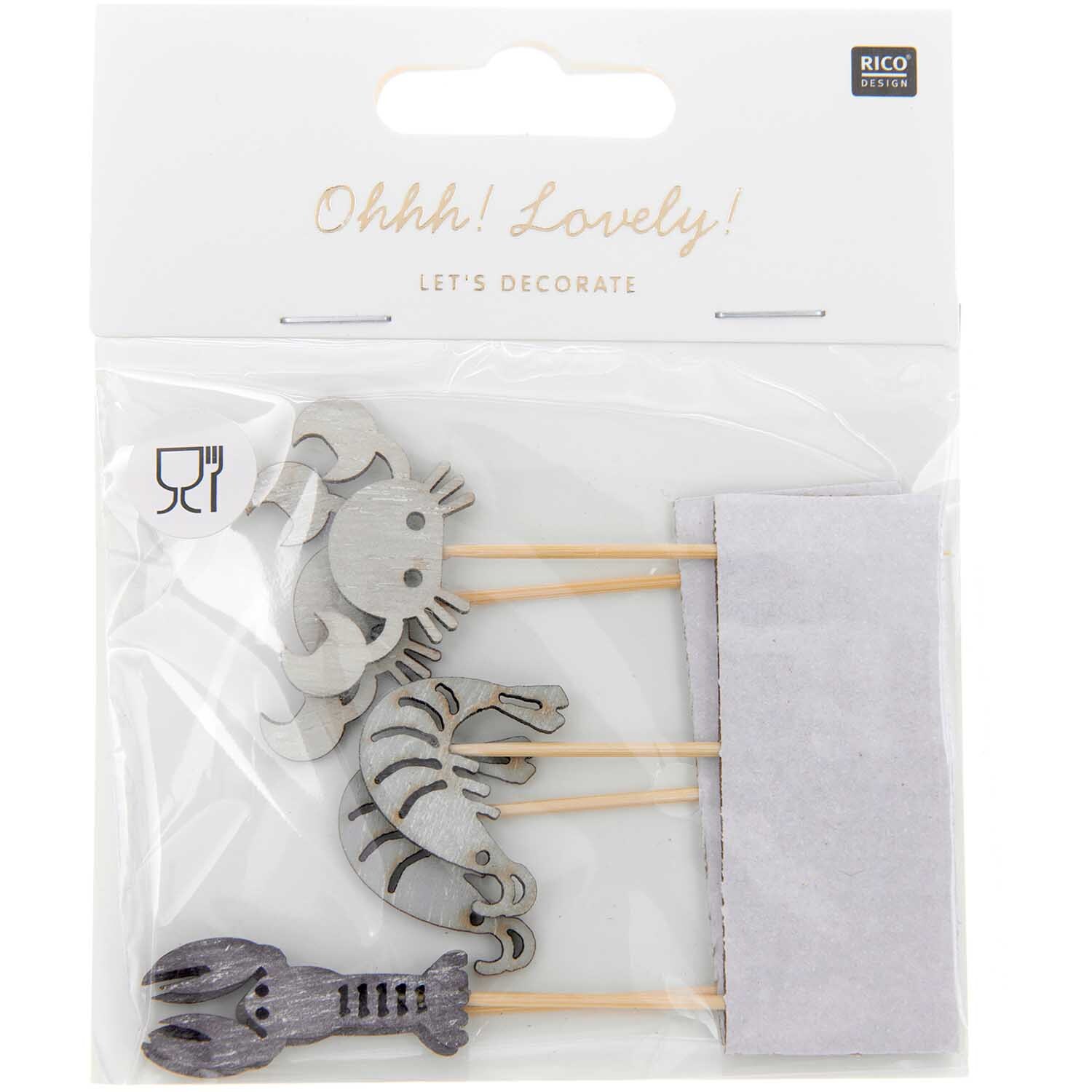 Deko-Picker Meerestiere Mix natur 6-7,2cm 6 Stück von Rico Design