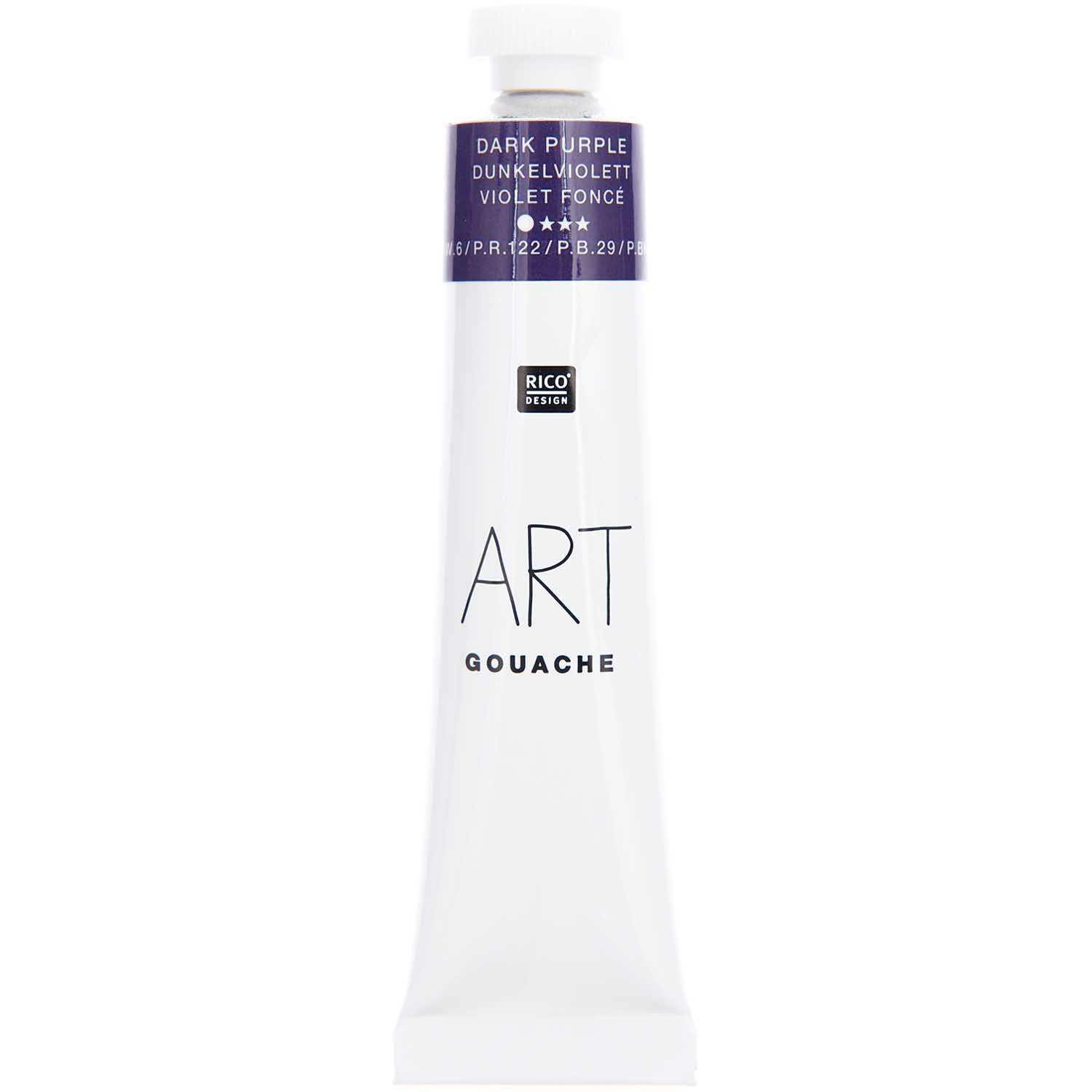ART Gouache 22ml in einer Tube, dunkellila Farbe von Rico Design, ideal für kreative Malprojekte.