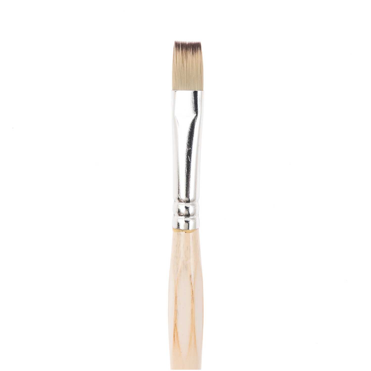 Pinsel Hobby Synthetic Ergonomic flach mit ergonomischem Holzgriff und flacher, synthetischer Borste, ideal für präzises Malen.