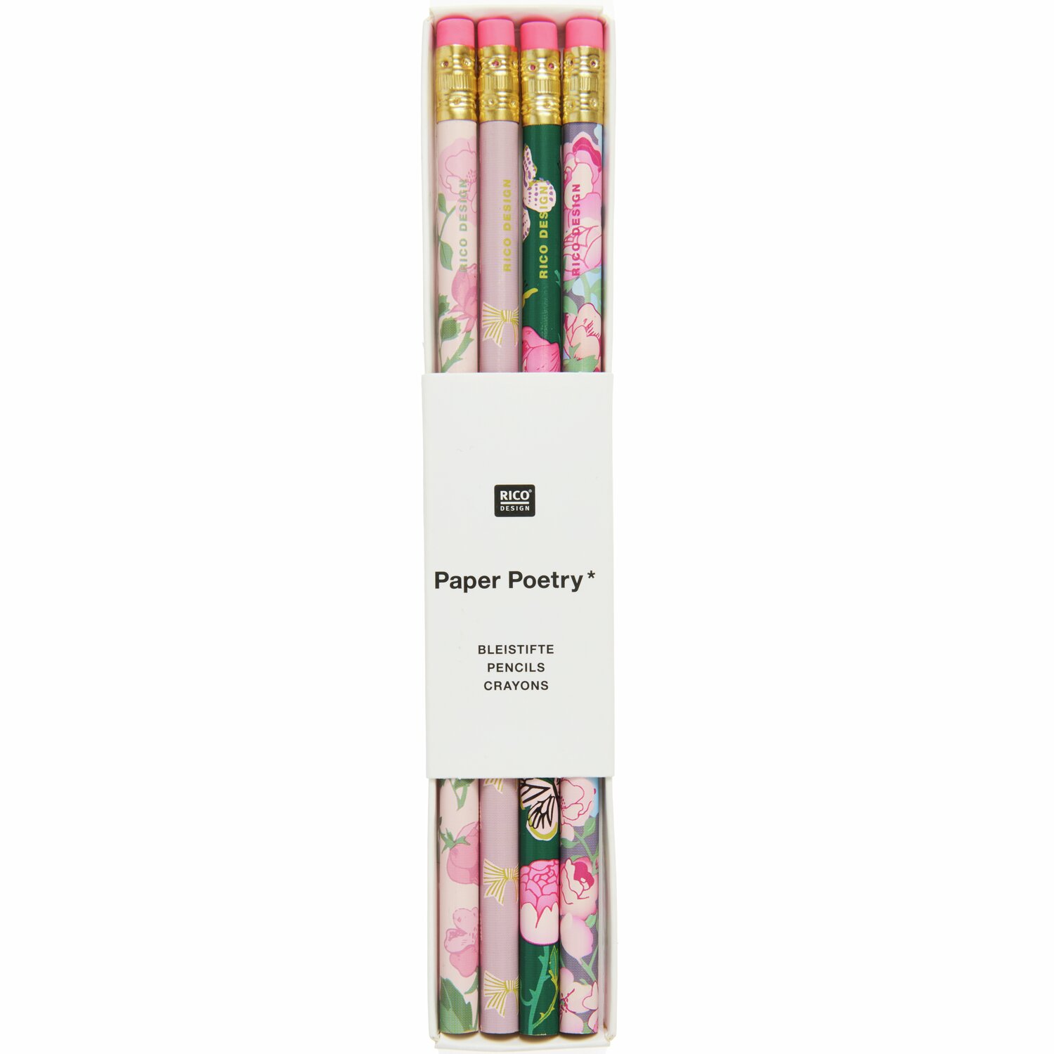 Paper Poetry Bleistiftset La Vie en Rose 4 Stück von Rico Design