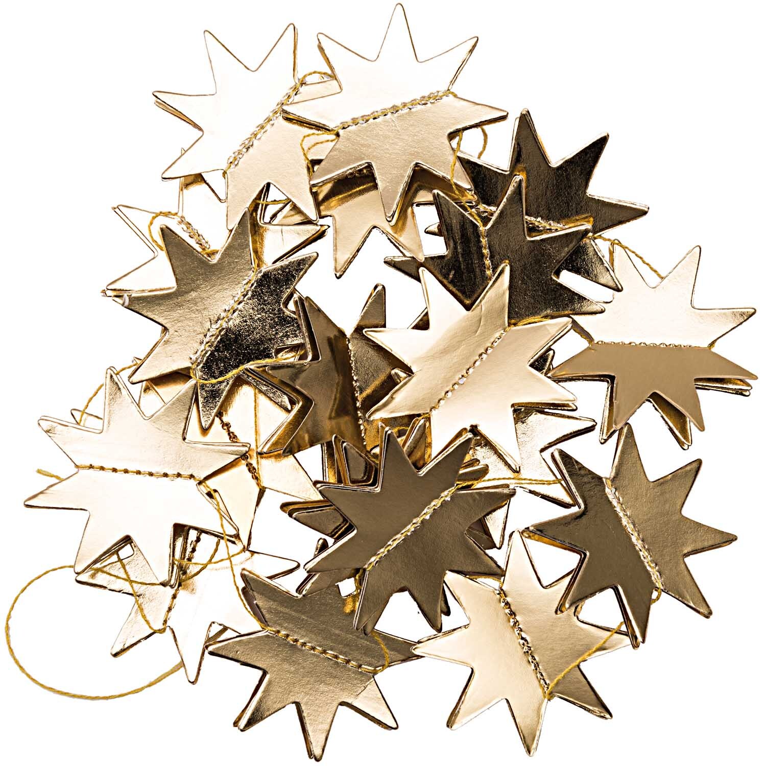 Paper Poetry Girlande Sterne 1,3m Hot Foil zeigt goldene Stern-Girlande von Rico Design. Ideal für festliche Dekorationen.