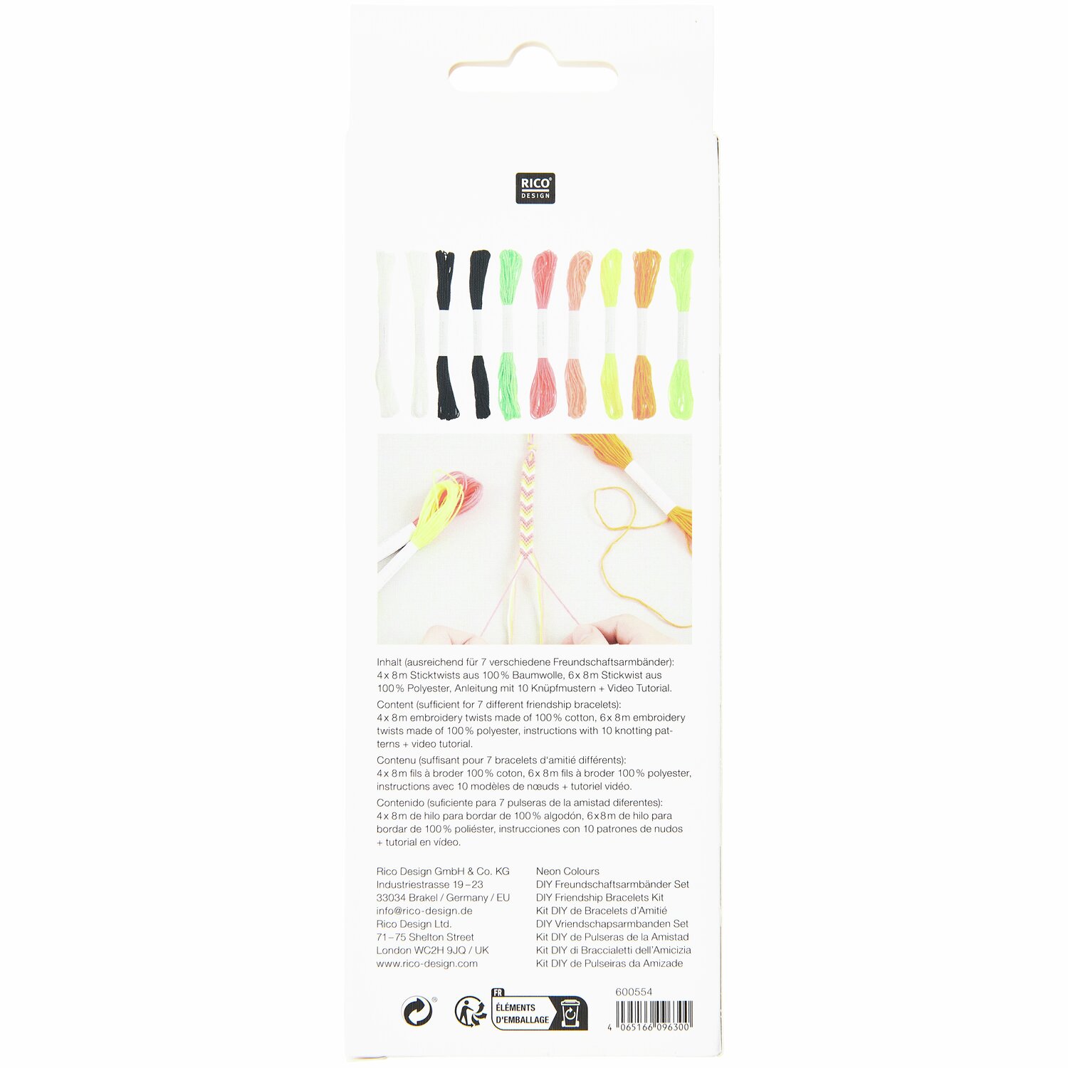 DIY Freundschaftsarmbänder Set Neon Colours von Rico Design