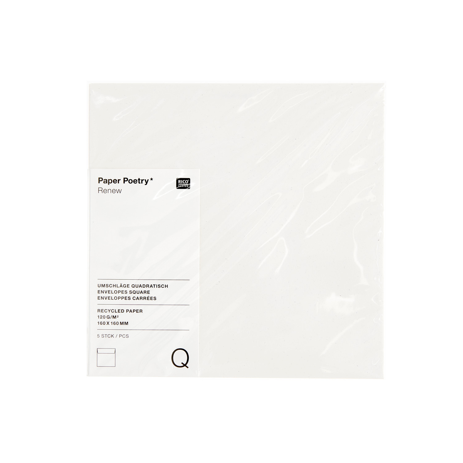 Paper Poetry Renew Umschläge Quadratisch in Creme, 5 Stück von Rico Design, ideal für kreative Projekte.