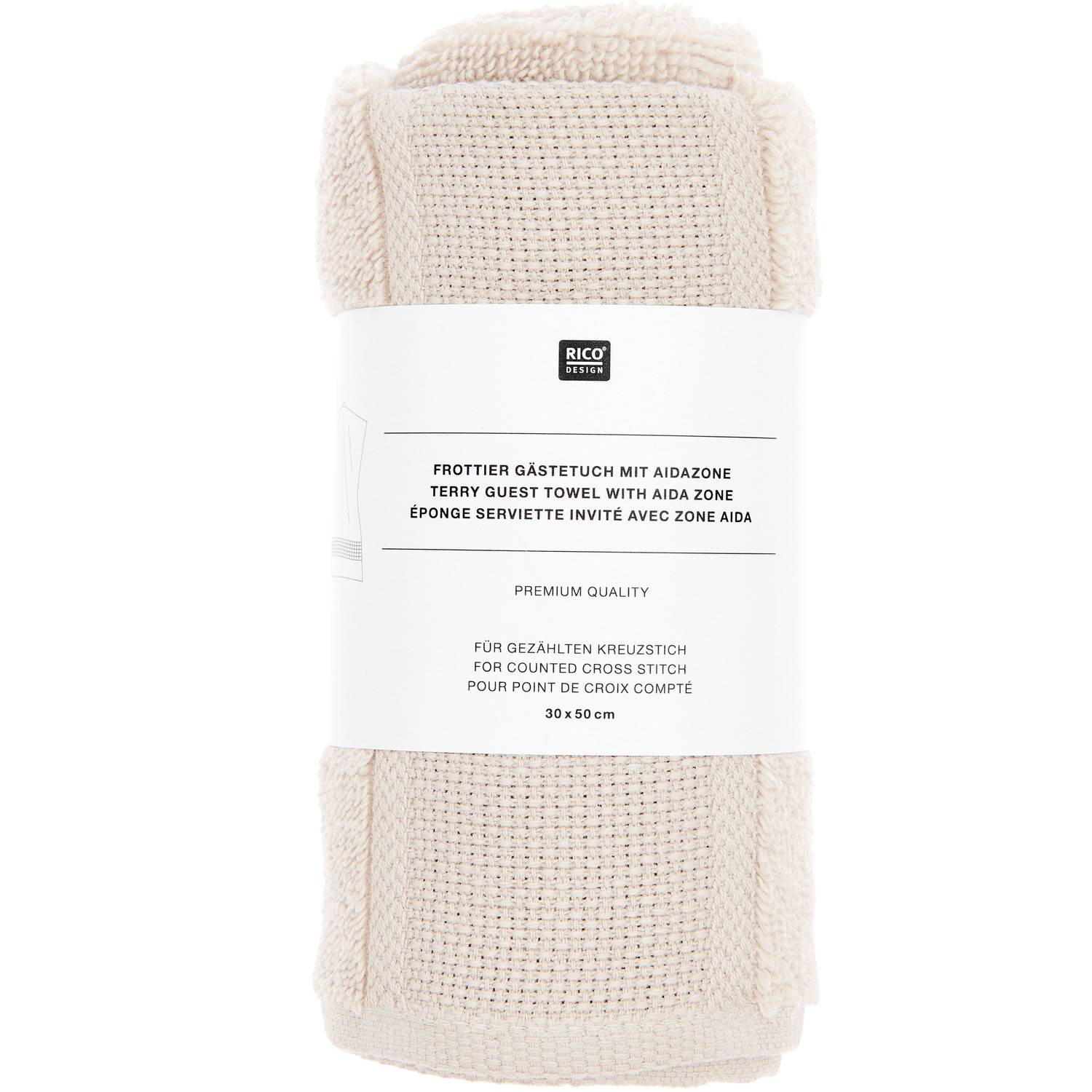 Gästehandtuch 30x50cm, GOTS Farbe Hellbeige von Rico Design