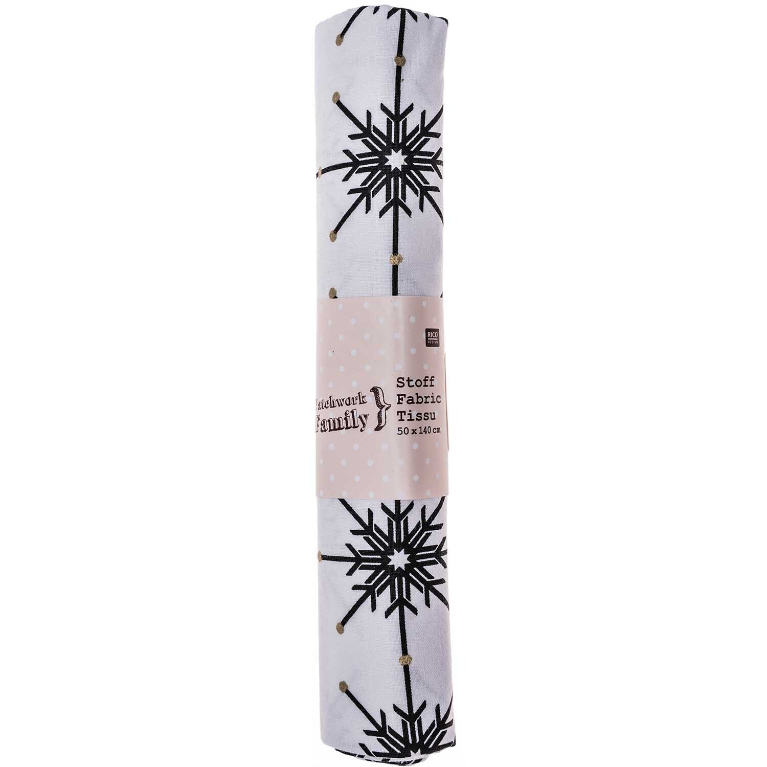Stoff Eiskristall schwarz-gold 50x140cm von Rico Design
