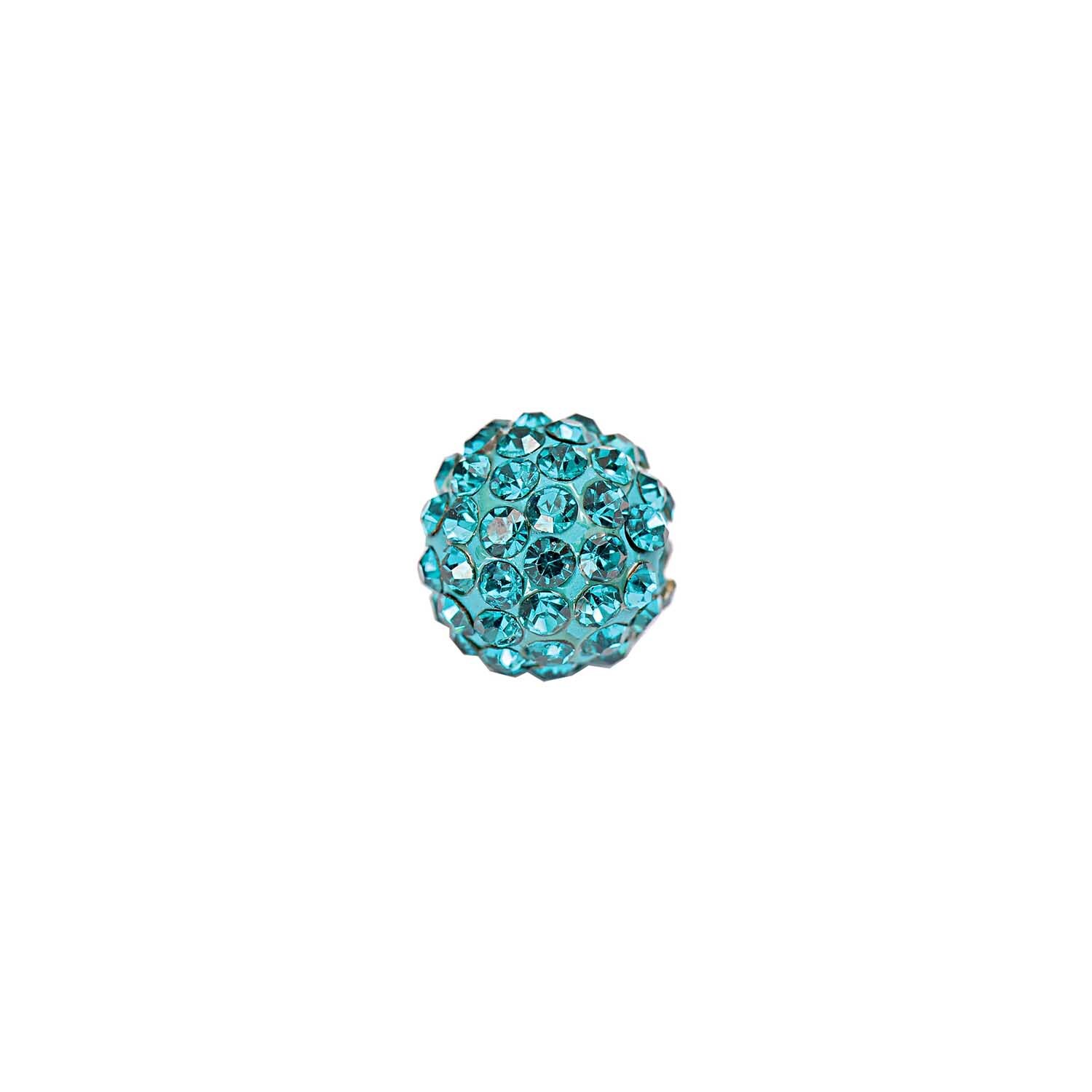 Strasskugel 10mm 2 Stück: Funkelnde, türkisfarbene Kugel von Rico Design, ideal für Schmuckdesign.
