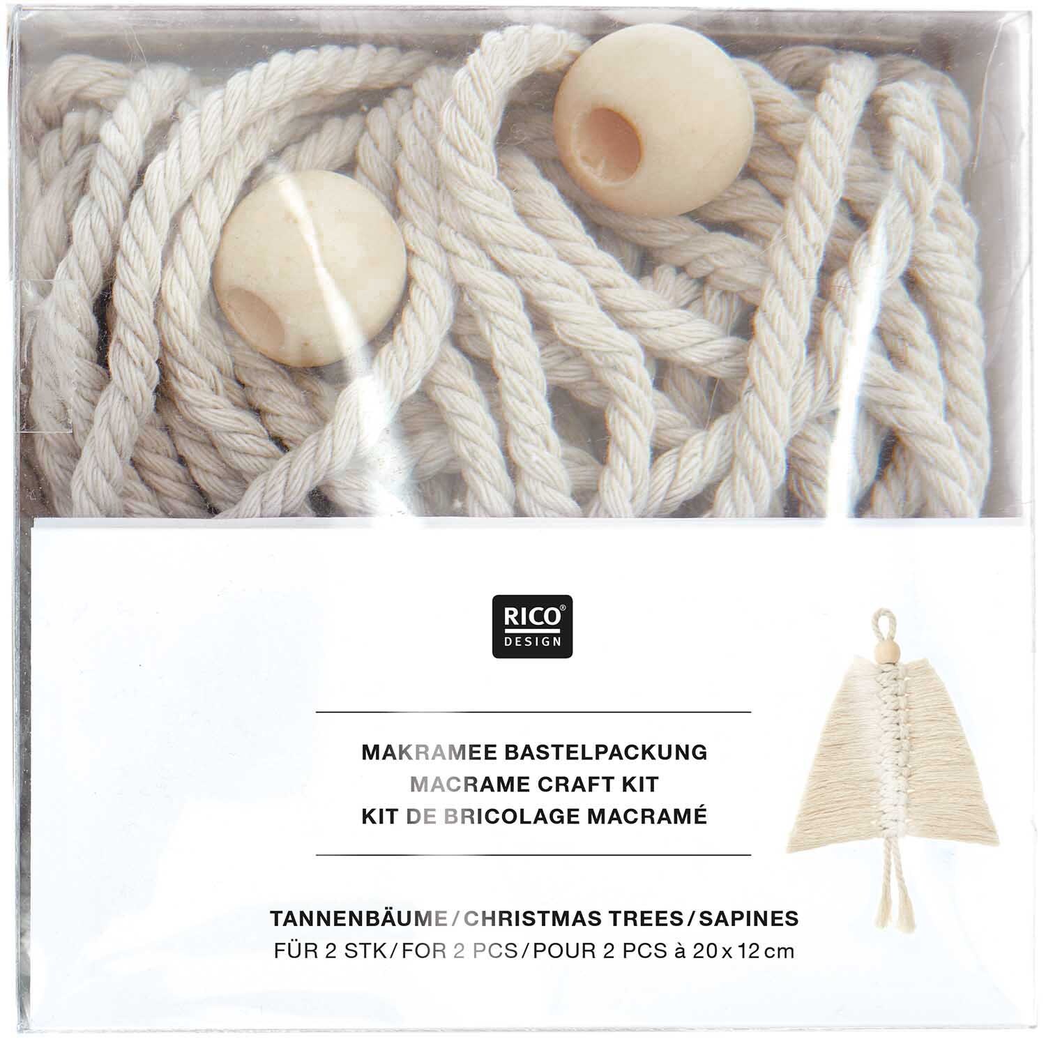 Makramee Set Tannenbäume 20x12cm 2 Stück von Rico Design