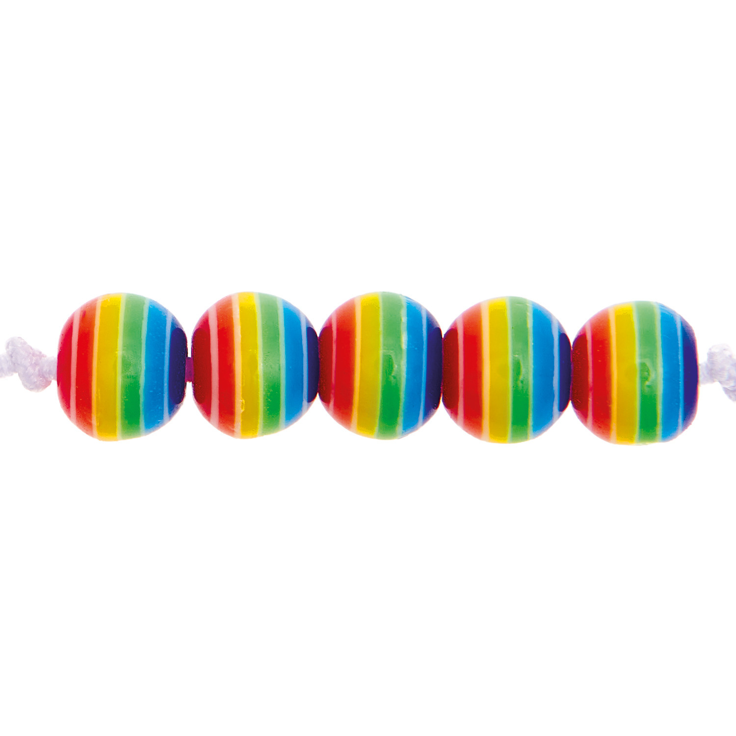 Itoshii Regenbogen Perlen, 6mm, 80 Stück, von Rico Design. Bunte Perlen in leuchtenden Regenbogenfarben aufgereiht.