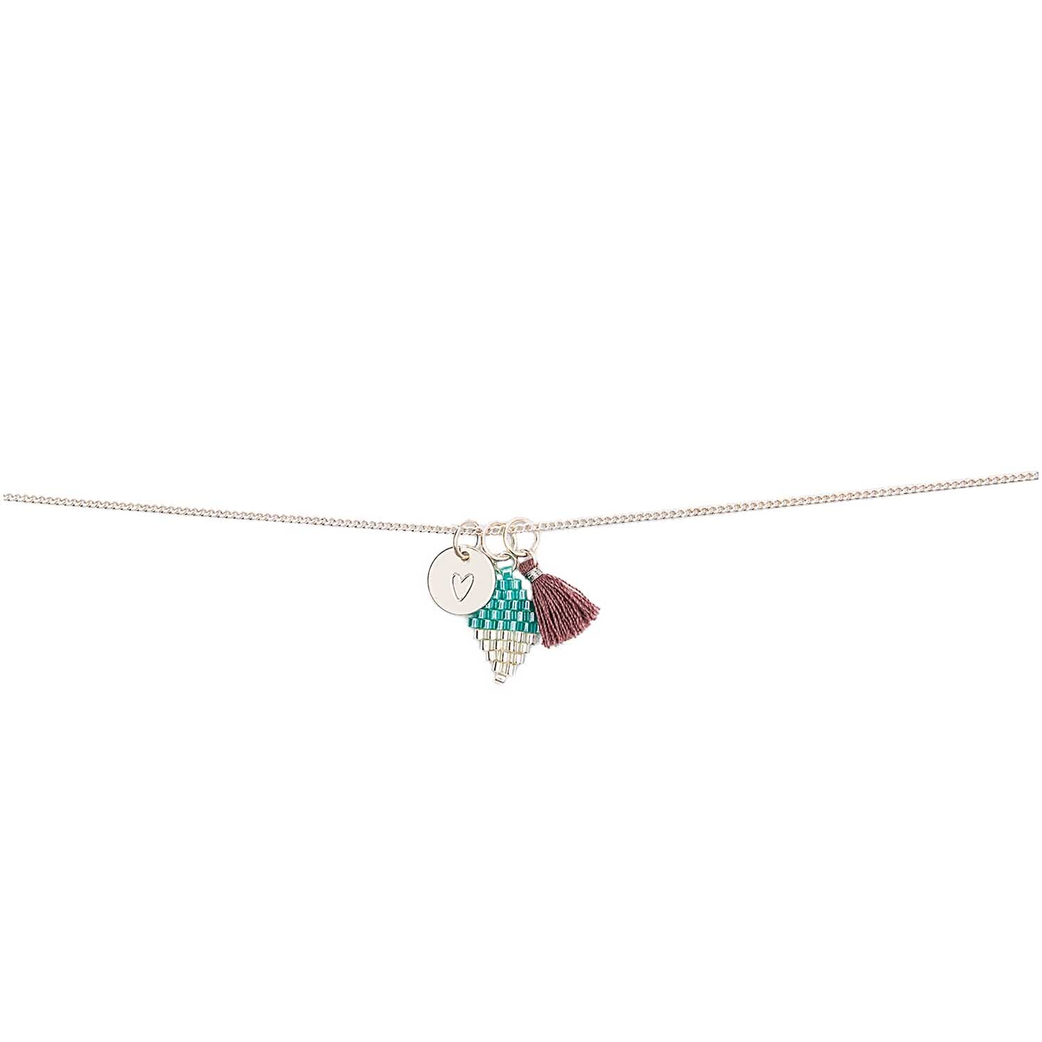 Mix it Up - Jewellery Gliederkette mit Anhängern, darunter ein Herz und Quaste, 45cm lang.