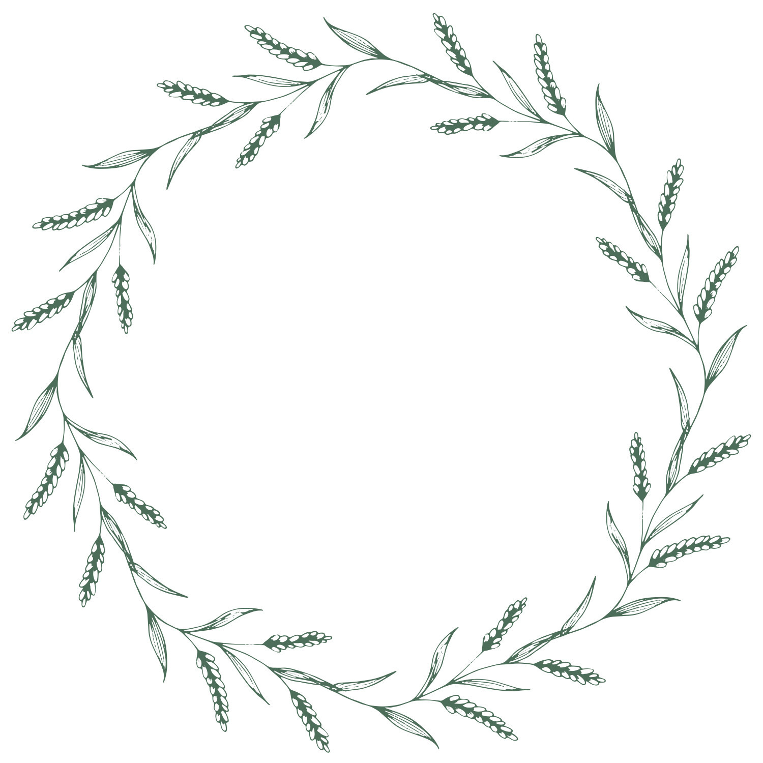 Klarsichtstempel-Set "Garten Botanicals": Filigraner grüner Blätterkranz auf weißem Hintergrund, ideal für kreative Projekte.