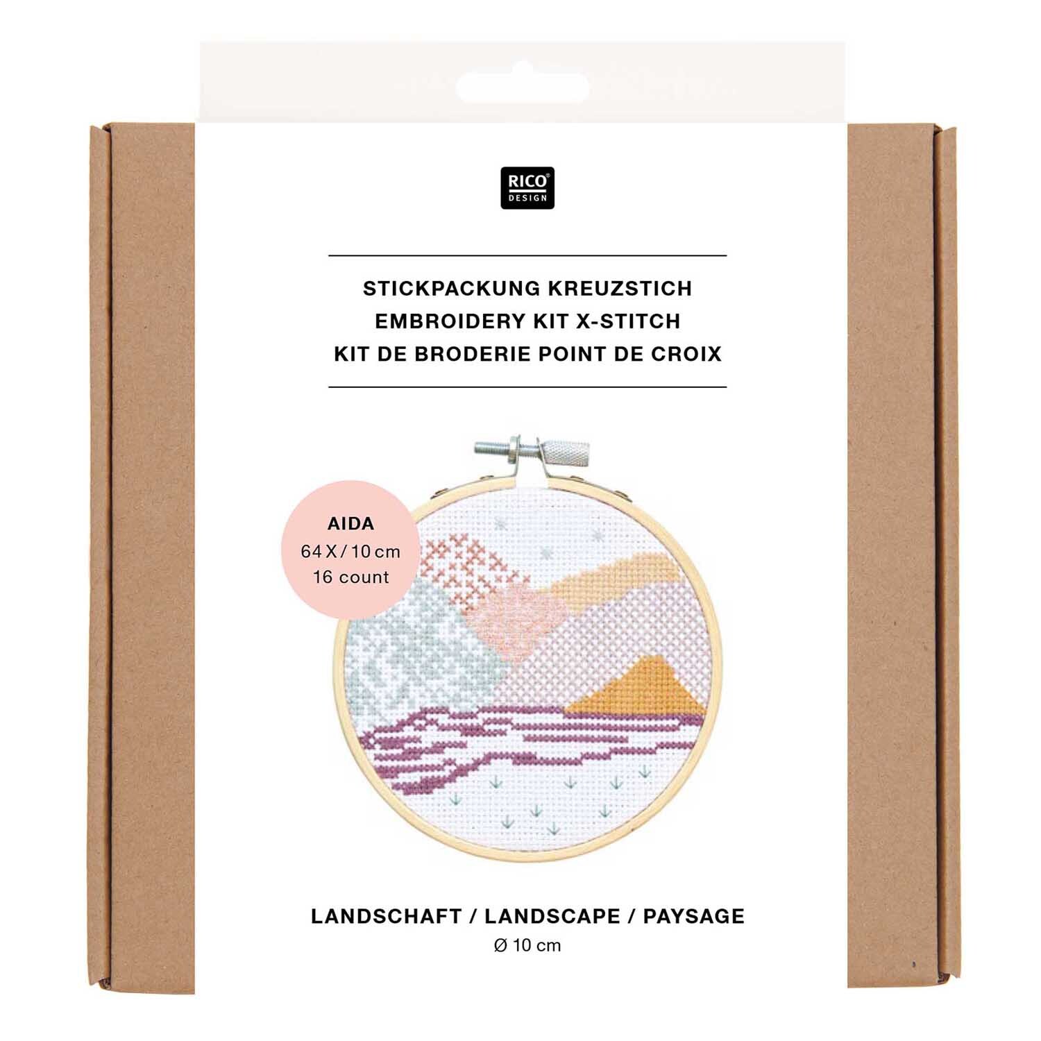 Stickpackung Mini Kit Landschaft Bild Ø 10cm von Rico Design