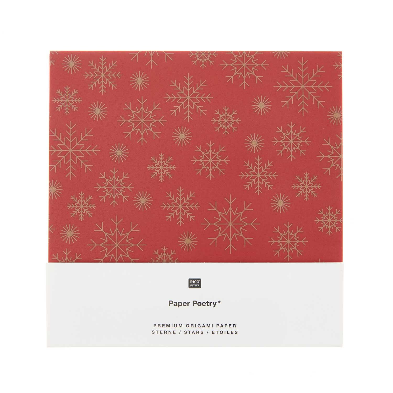Paper Poetry Bascetta Origamipapier Schneeflocken Rot 32 Blatt Größe 15x15cm von Rico Design
