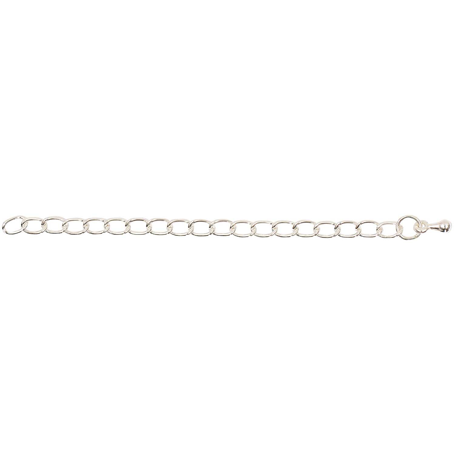 Verlängerungskette silber 60mm von Rico Design, zeigt eine elegante, silberne Kette mit runden Gliedern. Ideal für Schmuckprojekte.
