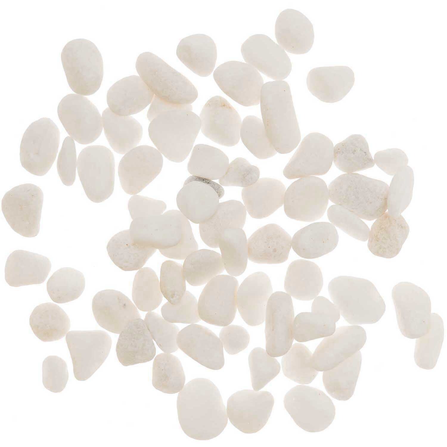 Flusskiesel weiß 1000g: Eine Sammlung von glatten, weißen Kieseln, ideal für kreative Projekte.