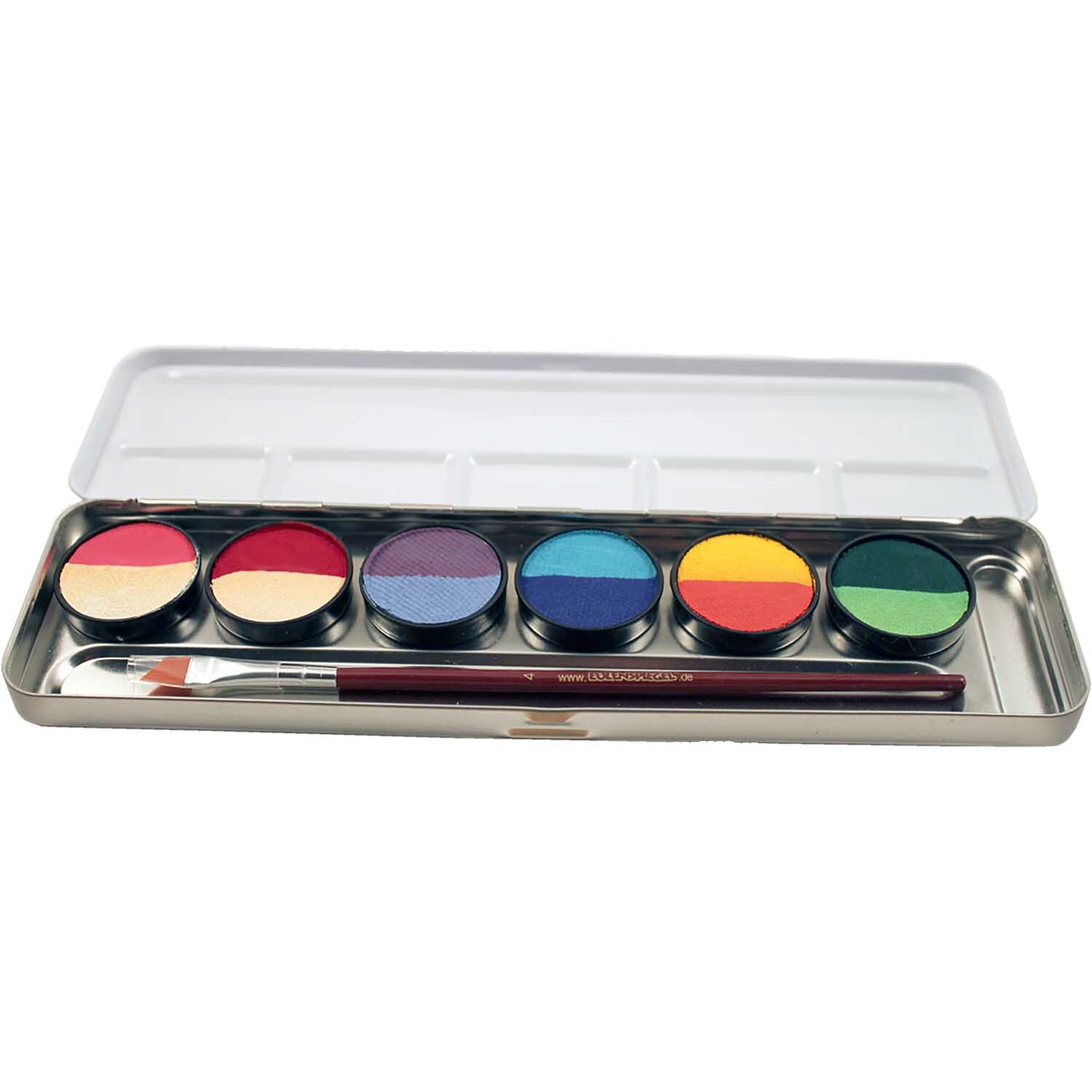 Schminkfarben Set 12 halbe Farben mit Pinsel von Eulenspiegel Profi-Schminkfarben 