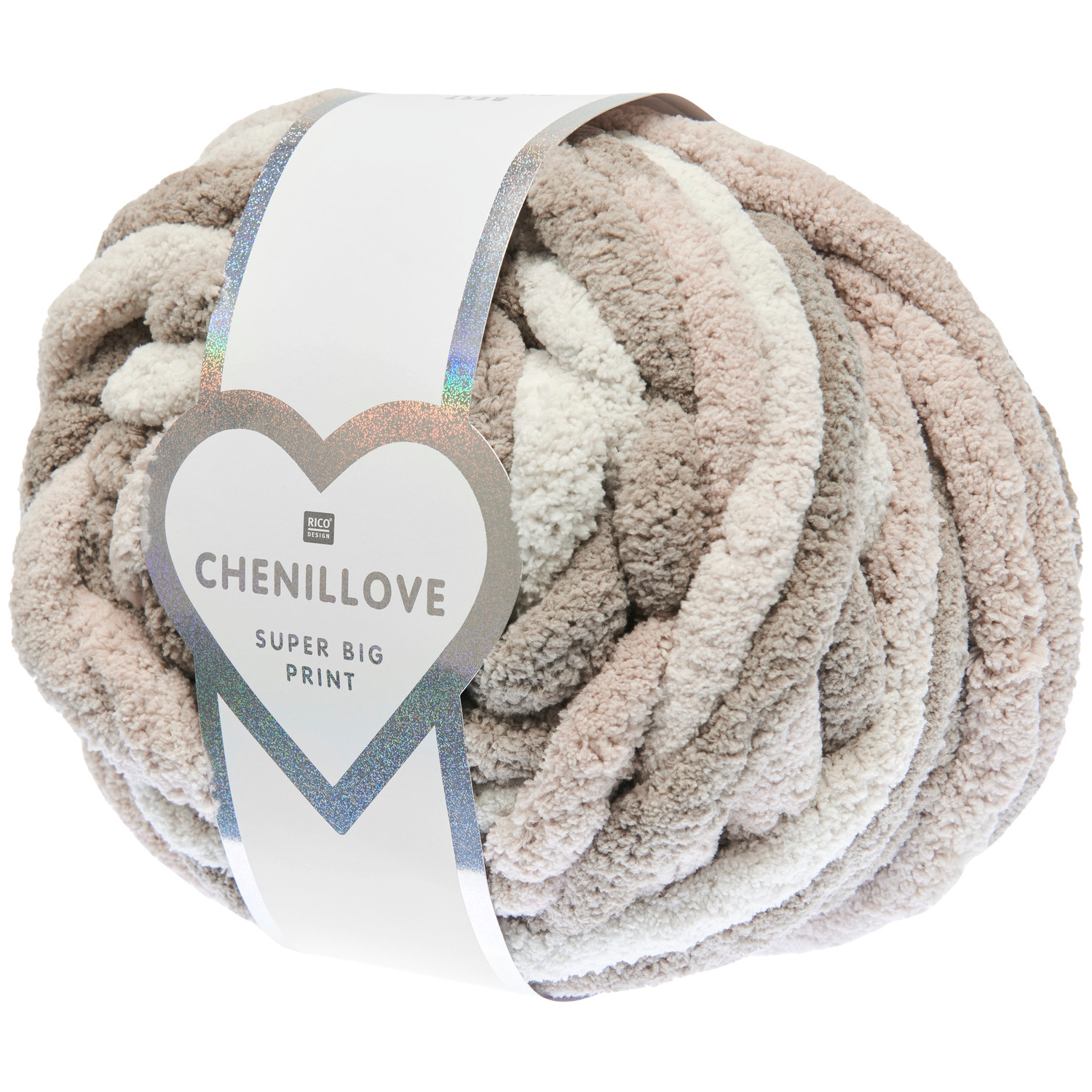 Chenillove Super Big Print: Weiches Chenille-Garn in Naturtönen von Rico Design, ideal für Strickprojekte.