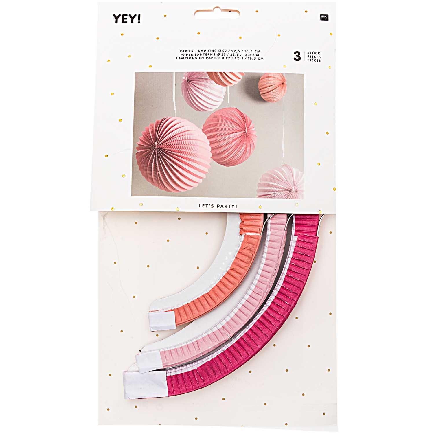 Lampions Sommer 3 Stück von Rico Design in Rosa, ideal für sommerliche Dekorationen.