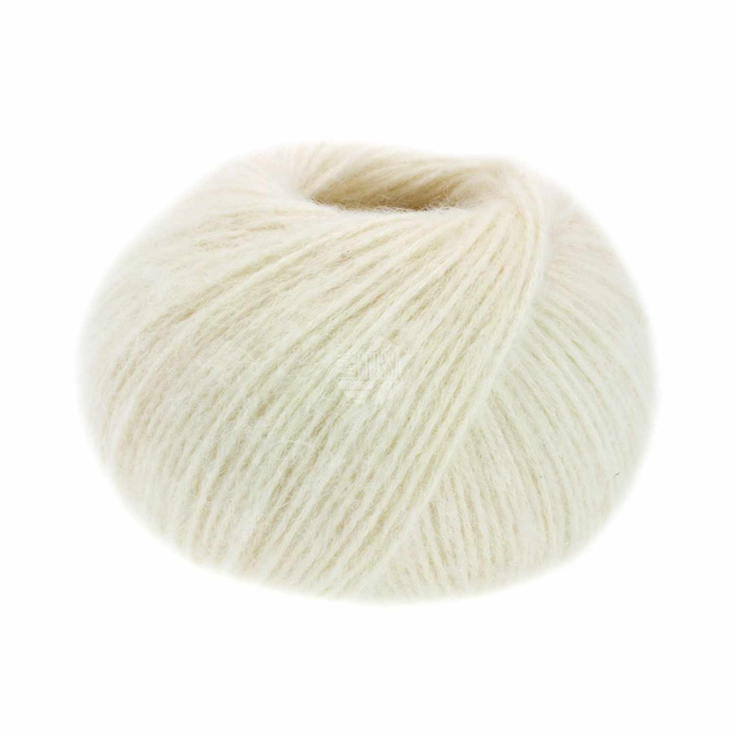 Natural Alpaca Pelo von Lana Grossa: Weiches, rohweißes Garnknäuel, ideal für Strickprojekte.