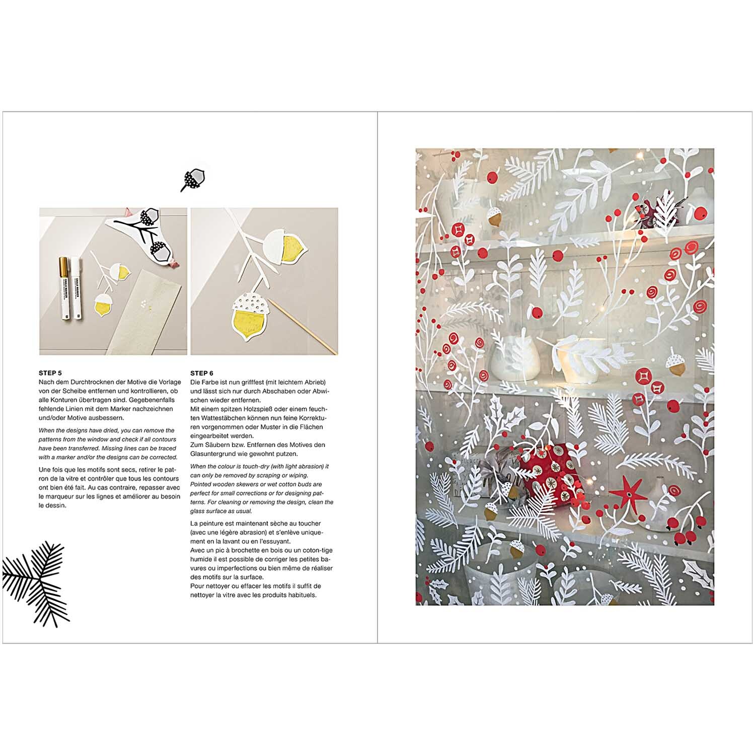 Vorlagenmappe Classical Christmas: Fenster- und Glasmalerei mit Kreidestiften, festliche Motive in Rot und Weiß von Rico Design.