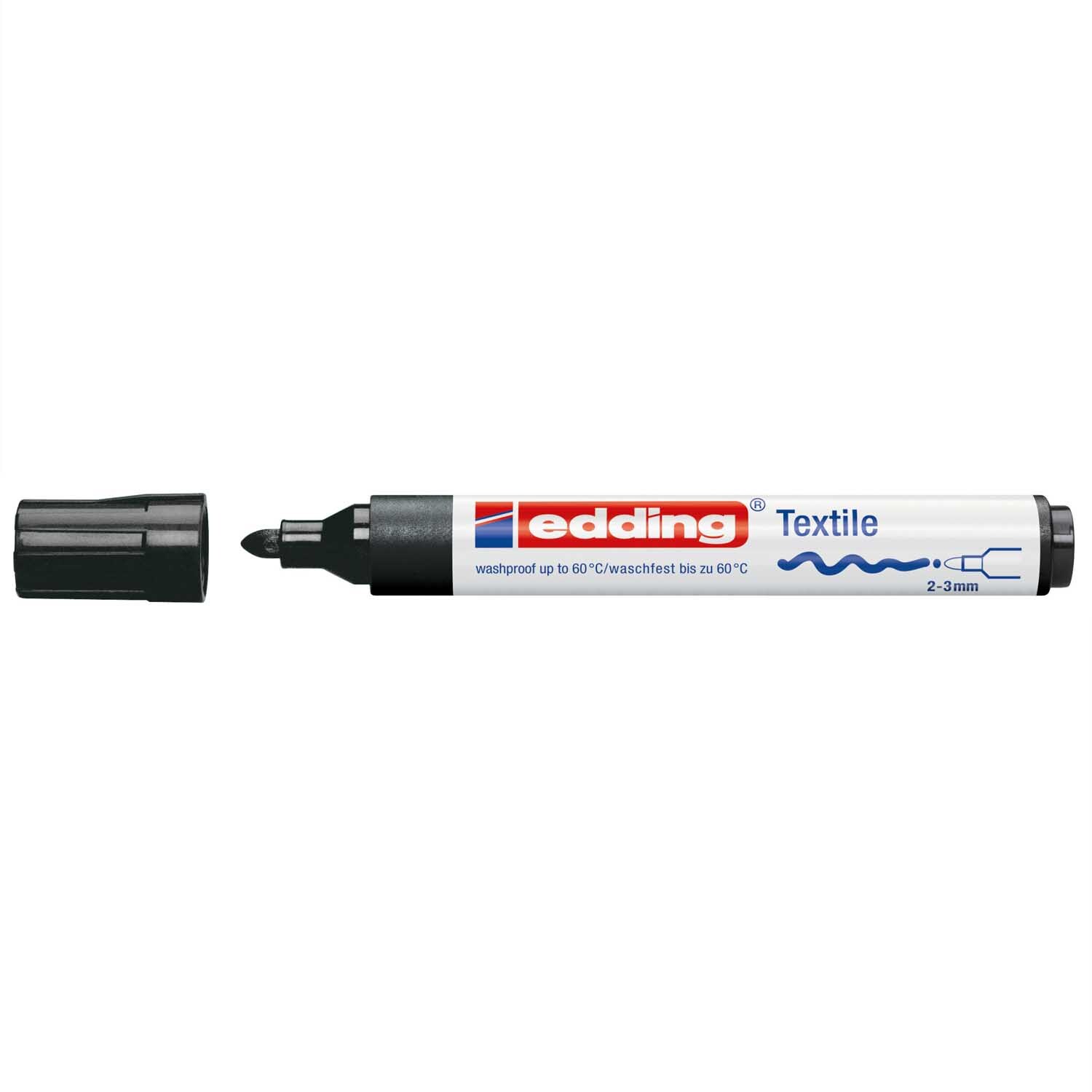 4500 T-Shirt Painter schwarz von edding, Textilmarker mit 2-3mm Spitze, ideal für präzises Zeichnen auf Stoffen.