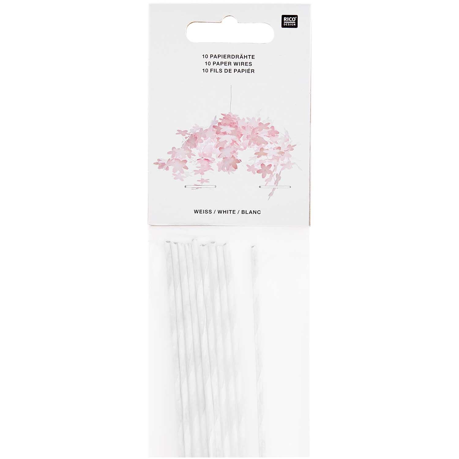 Papierdraht 1,8mm 1m 10 Stück von Rico Design in Weiß, ideal für kreative Bastelprojekte.
