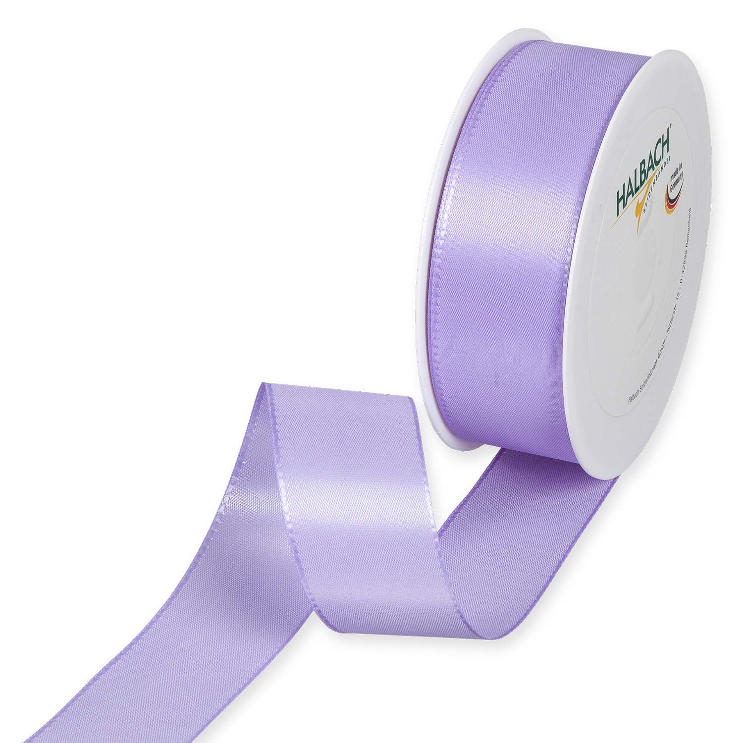Taftband 40mm 5m in Lavendel von Halbach auf Rolle, ideal für Dekorationen und Bastelprojekte.