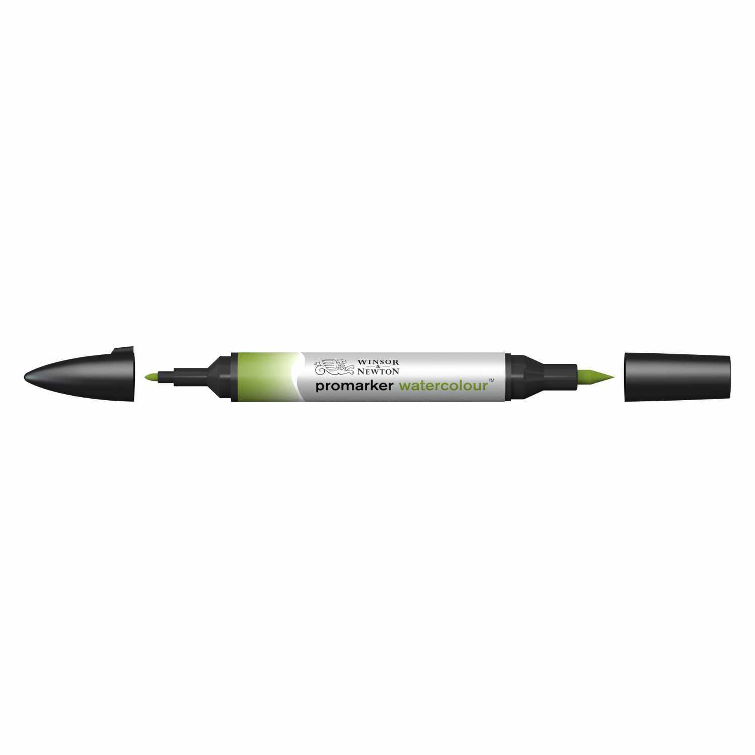 Promarker Aquarellmarker von Winsor & Newton in Sap Green, doppelseitig mit schwarzer Kappe. Ideal für kreative Aquarelltechniken.