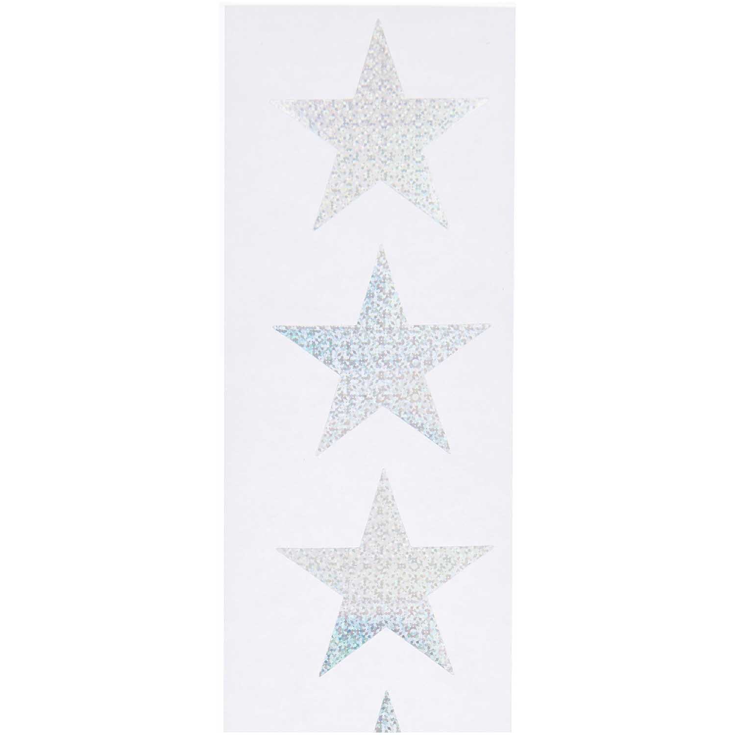 Paper Poetry Sticker Sterne 5cm, 120 Stück auf Rolle, silber-holographisch, von Rico Design.