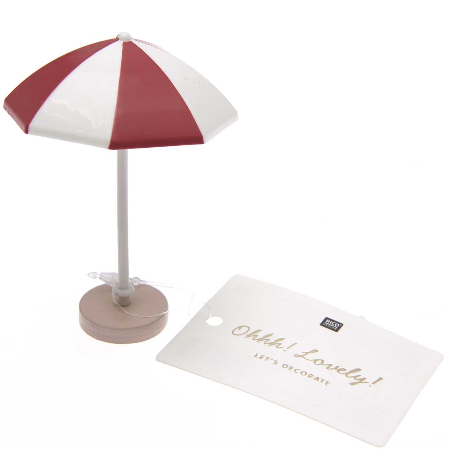 Deko-Sonnenschirm rot-weiß 5,5x7,5cm von Rico Design
