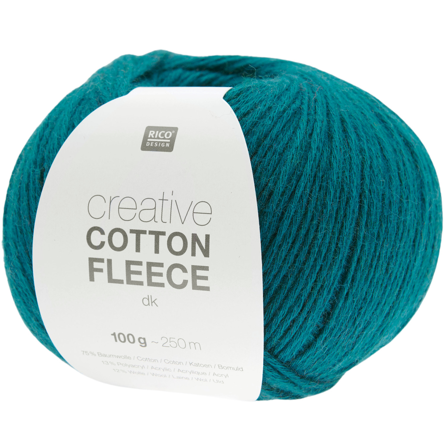 Creative Cotton Fleece dk Strickset Shirt Modell 12 aus Made by Me Nr. 18, petrolfarbenes Garn von Rico Design, 100g 250m.