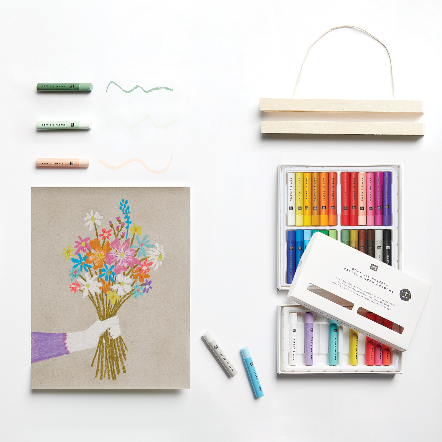 Anleitung Blumen mit Pastellkreiden malen von Rico Design