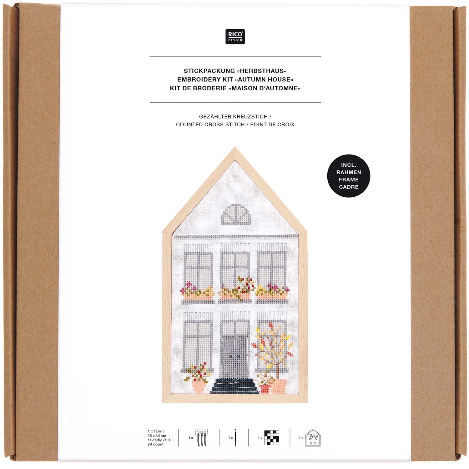 Stickpackung Herbsthaus mittel 12x22,5cm von Rico Design
