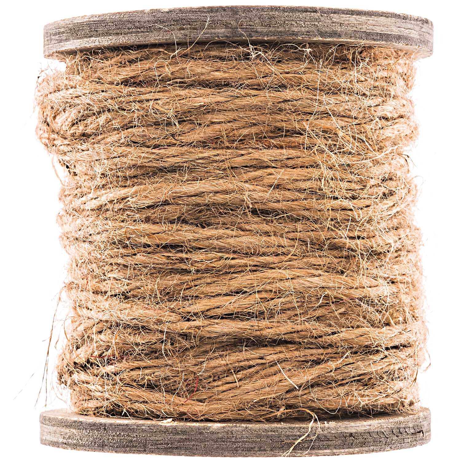 Jutekordel natur 4mm 11m auf einer Holzspule, ideal für kreative Projekte, erhältlich bei idee. Creativmarkt.