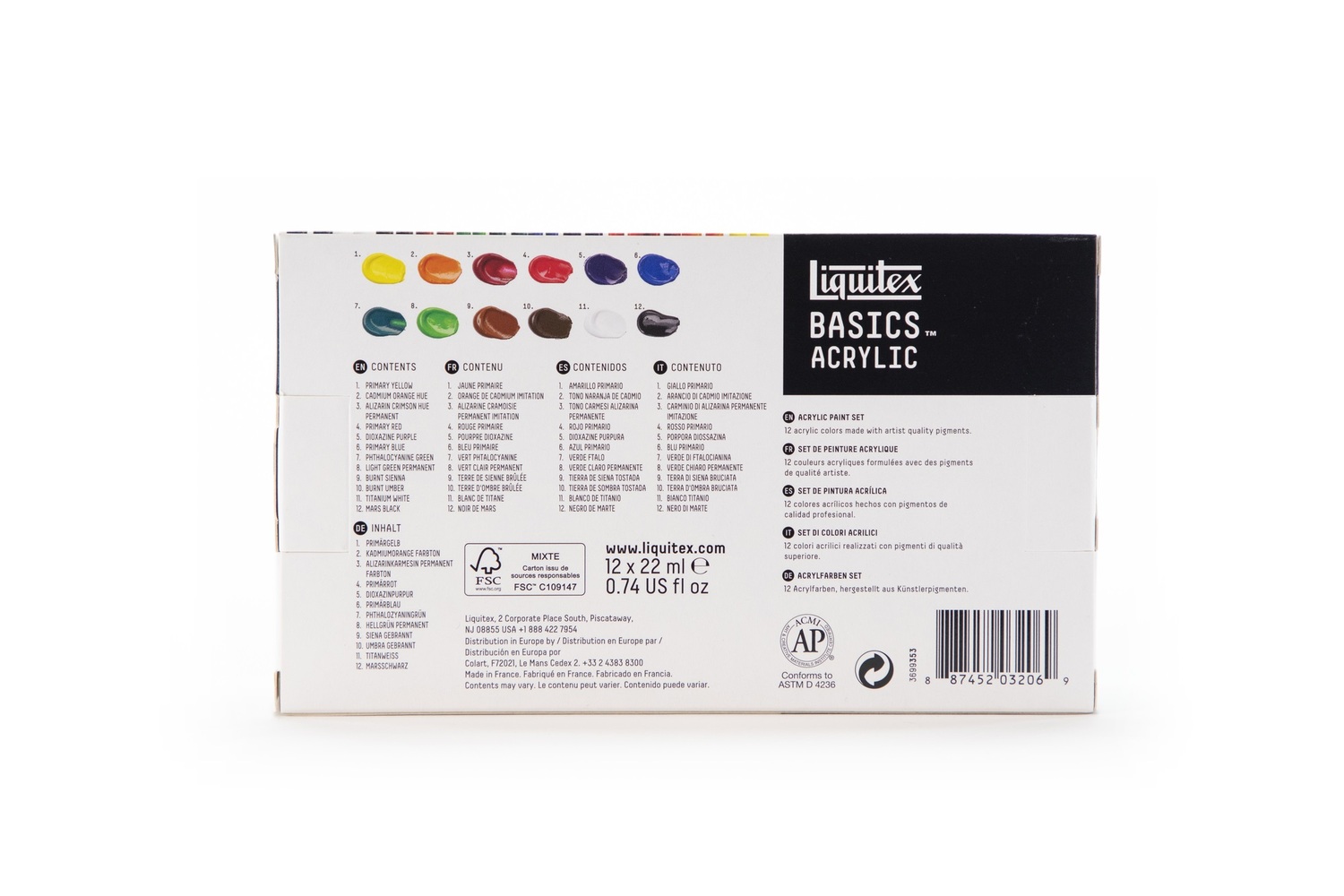 Basics Acrylfarben Set 12x22ml von COLART EUROPE 