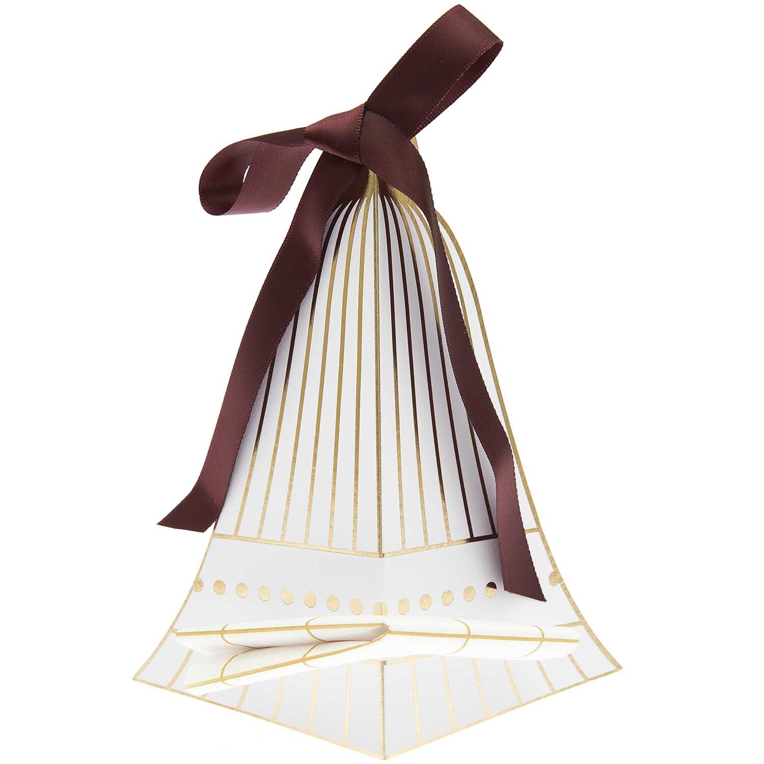 Paper Poetry Serviettenhalter Glocke mit goldenen Akzenten und brauner Schleife, 18,3x17cm, 6 Stück von Rico Design.