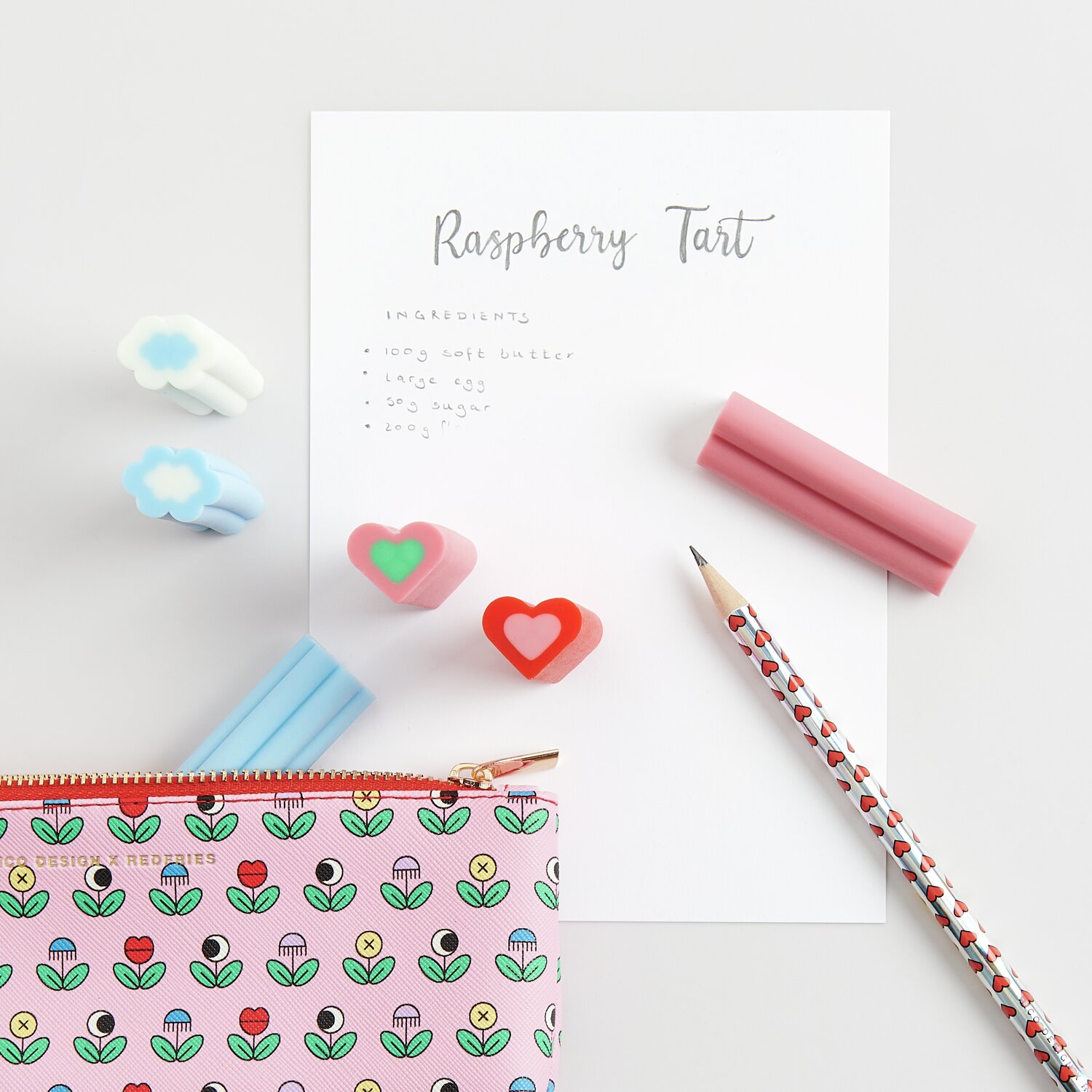 Rico Design x Redfries Radiergummi Herz Eye Candy 1,7x2,1x6cm Farbe Rosa/Grün von Rico Design