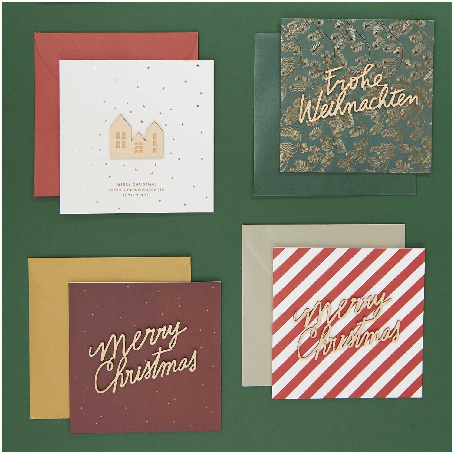 Paper Poetry Grußkarte Merry Christmas Bordeaux 14x14cm von Rico Design