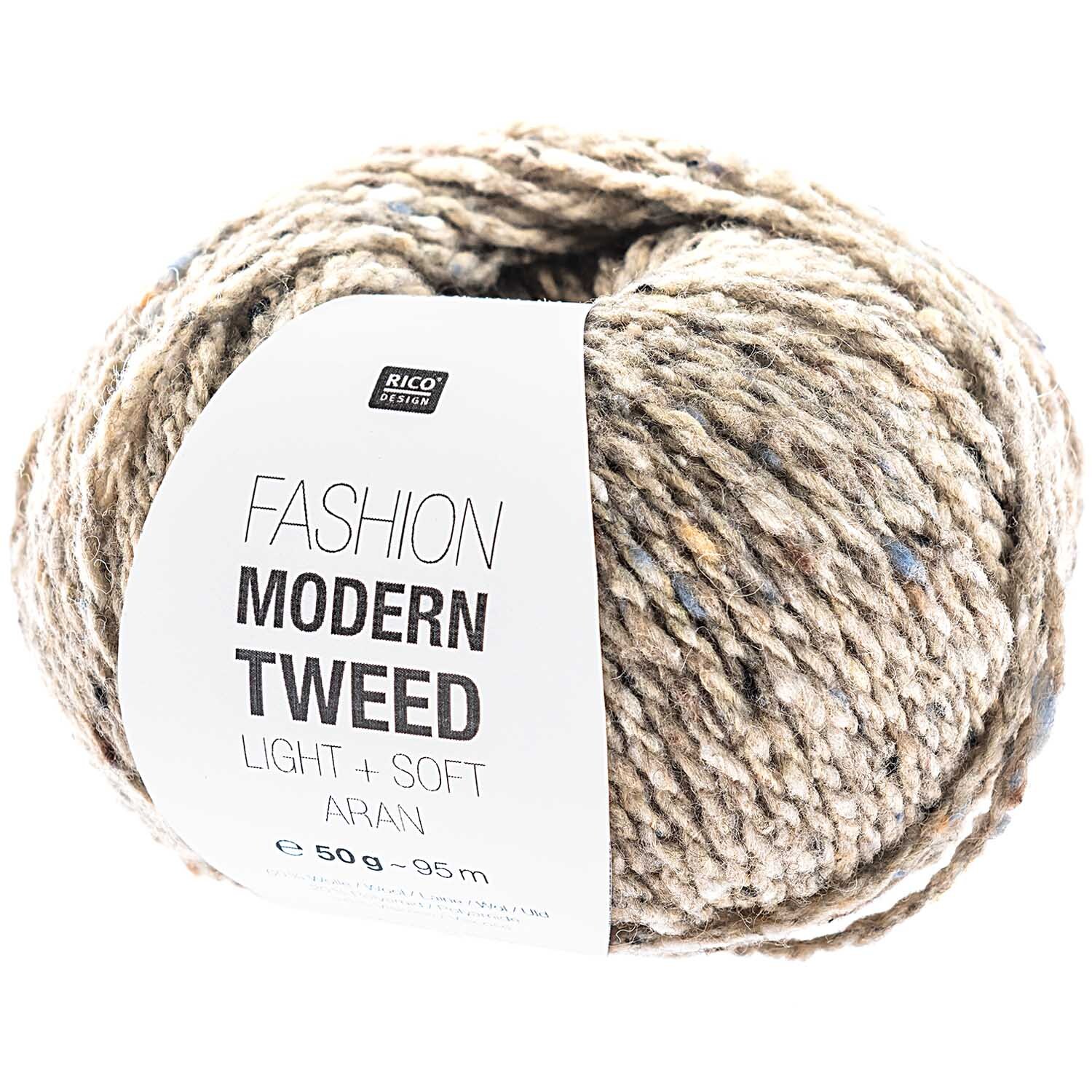 Fashion Modern Tweed aran: Naturfarbene Wolle von Rico Design, ideal für Stricksets aus dem Trachtenbuch "I mog di".