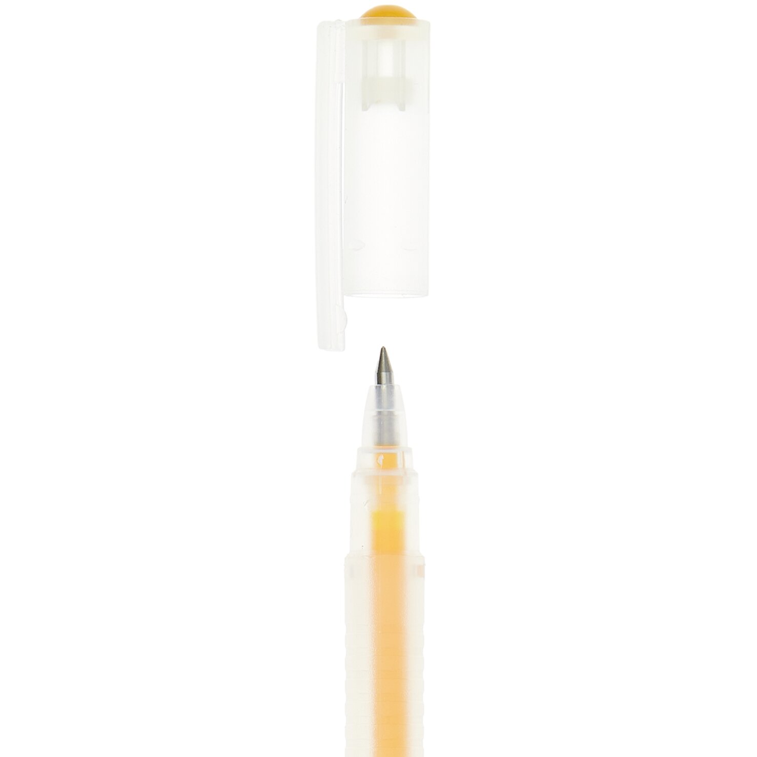 Gelstift Basic 0,5mm in transparentem Design mit gelber Mine, ideal für präzises Schreiben.