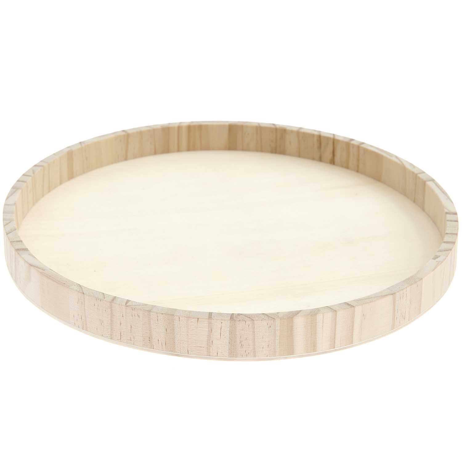 Holztablett natur von Rico Design: Rundes Tablett aus hellem Holz, ideal für Dekorationen.